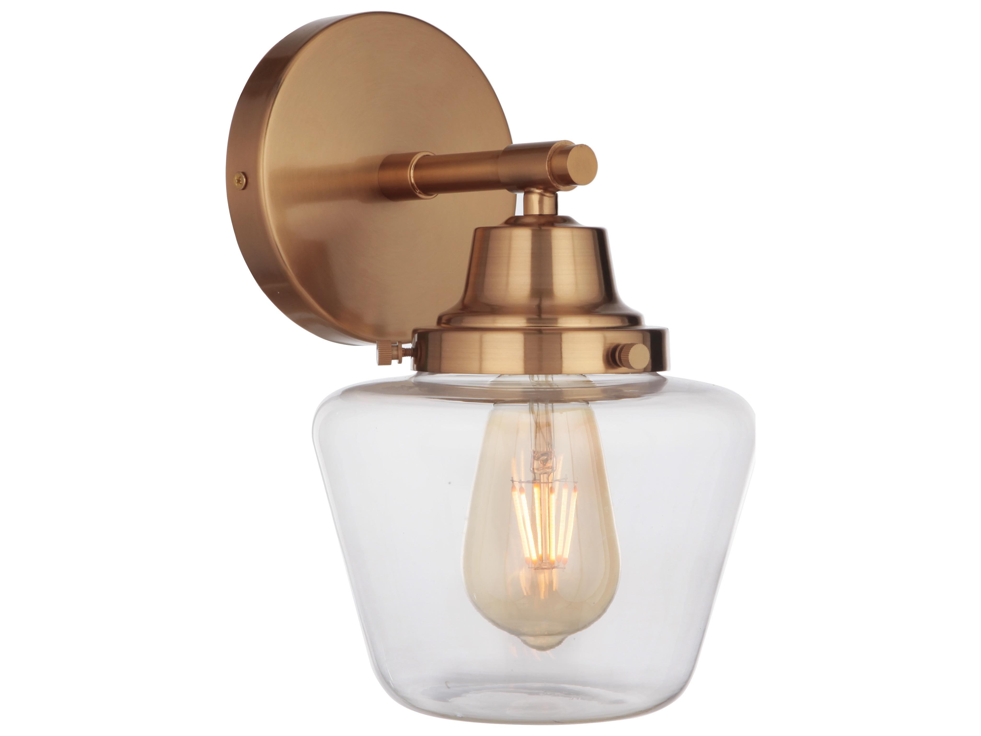 Craftmade Essex 1-Light Satin Brass Glass Vanity Light
