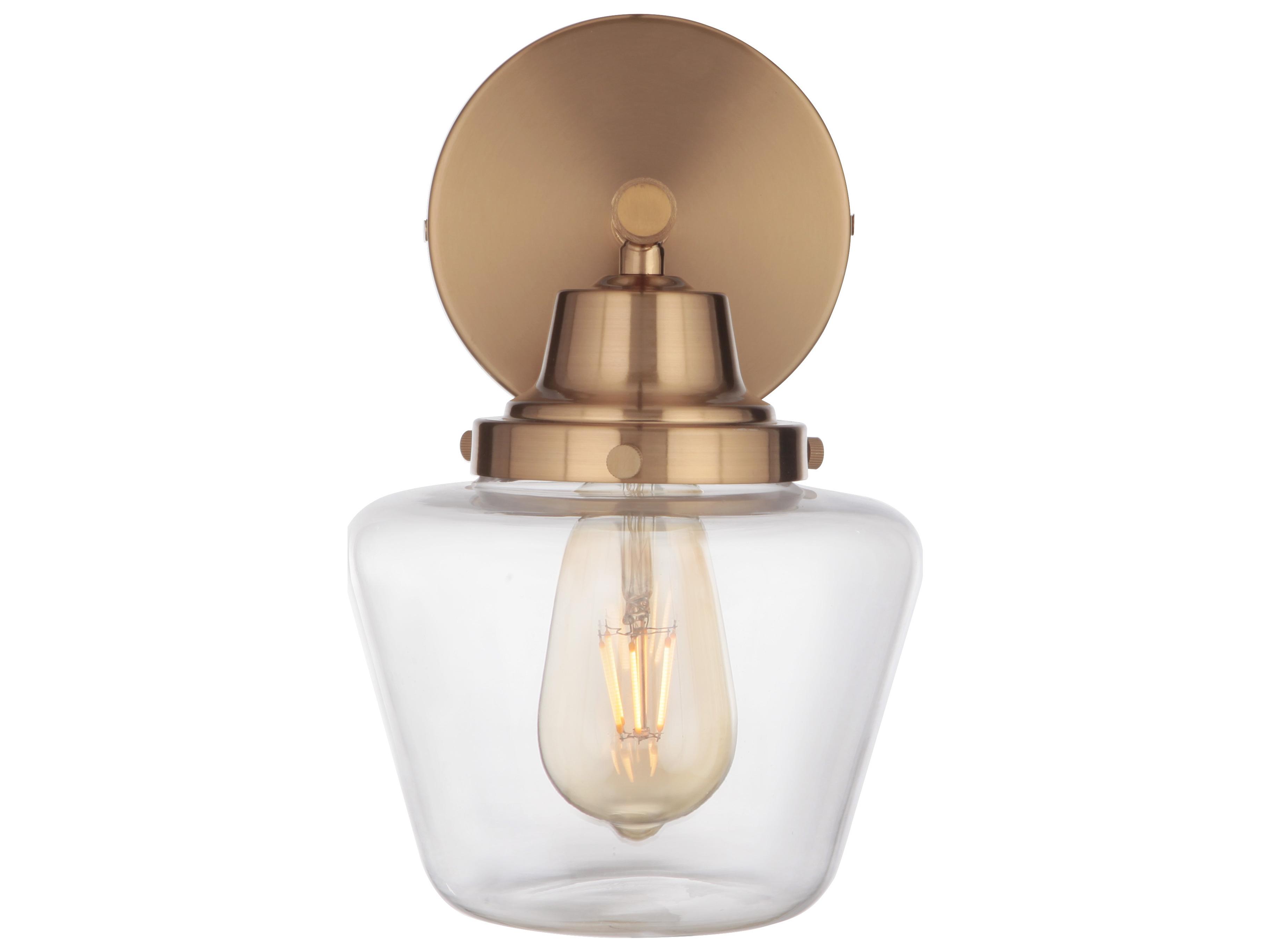 Craftmade Essex 1-Light Satin Brass Glass Vanity Light
