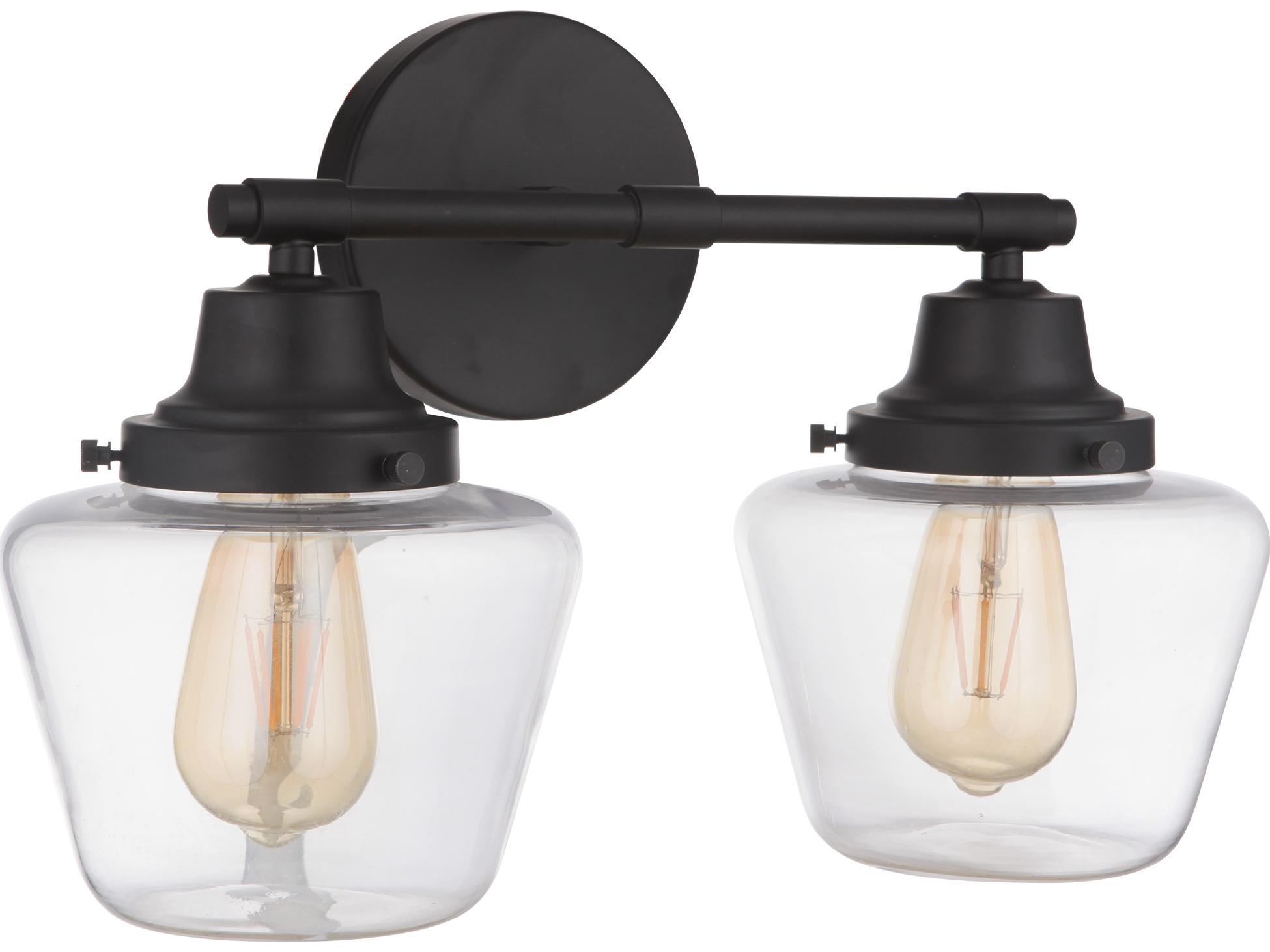 Craftmade Essex 2-Light Flat Black Glass Vanity Light