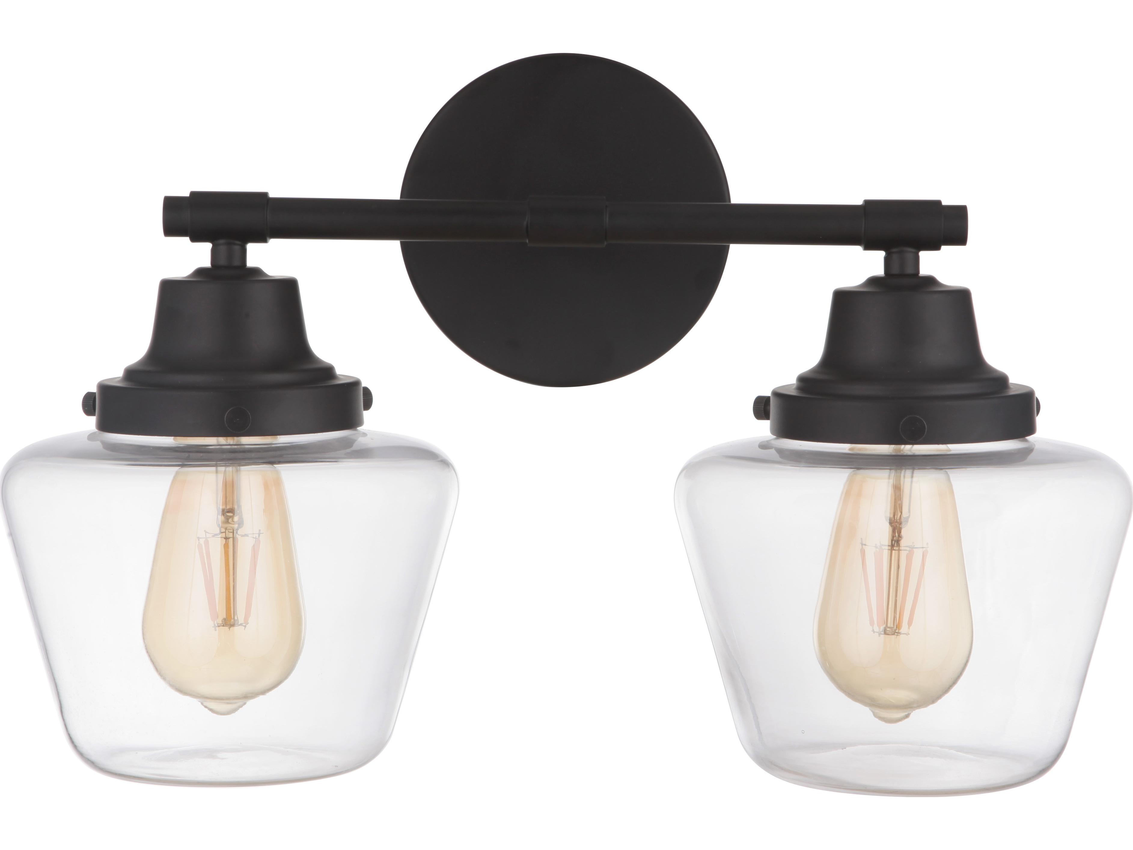 Craftmade Essex 2-Light Flat Black Glass Vanity Light