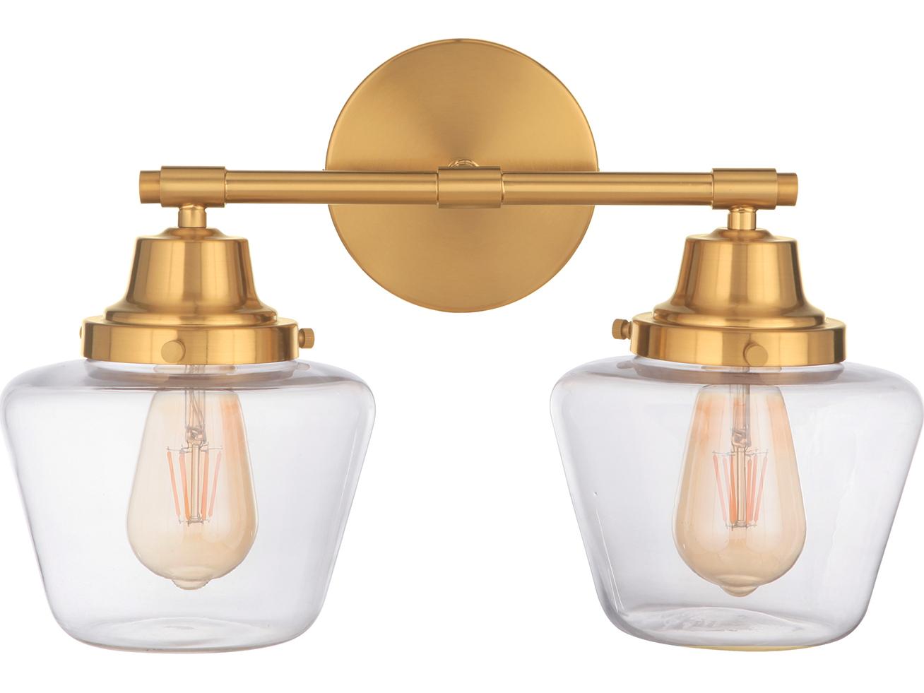 Craftmade Essex 2-Light Satin Brass Glass Vanity Light