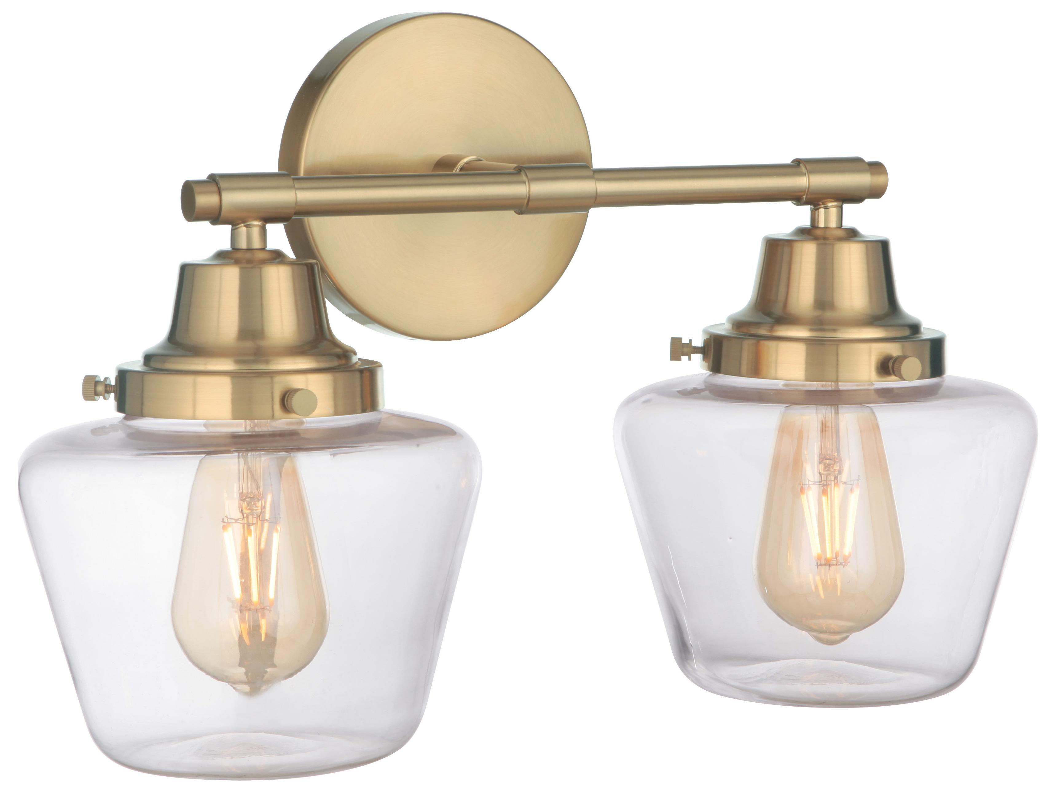Craftmade Essex 2-Light Satin Brass Glass Vanity Light