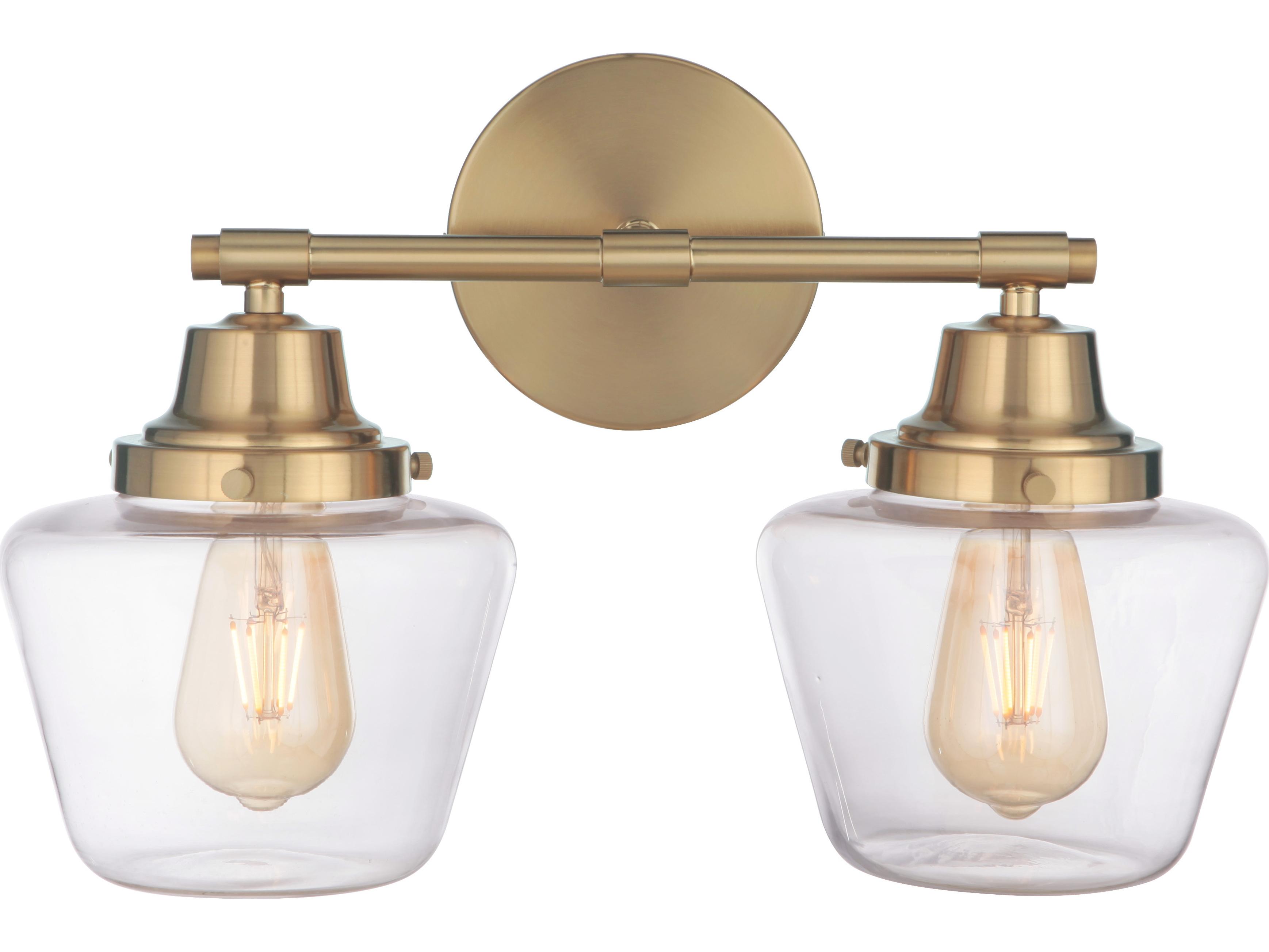Craftmade Essex 2-Light Satin Brass Glass Vanity Light