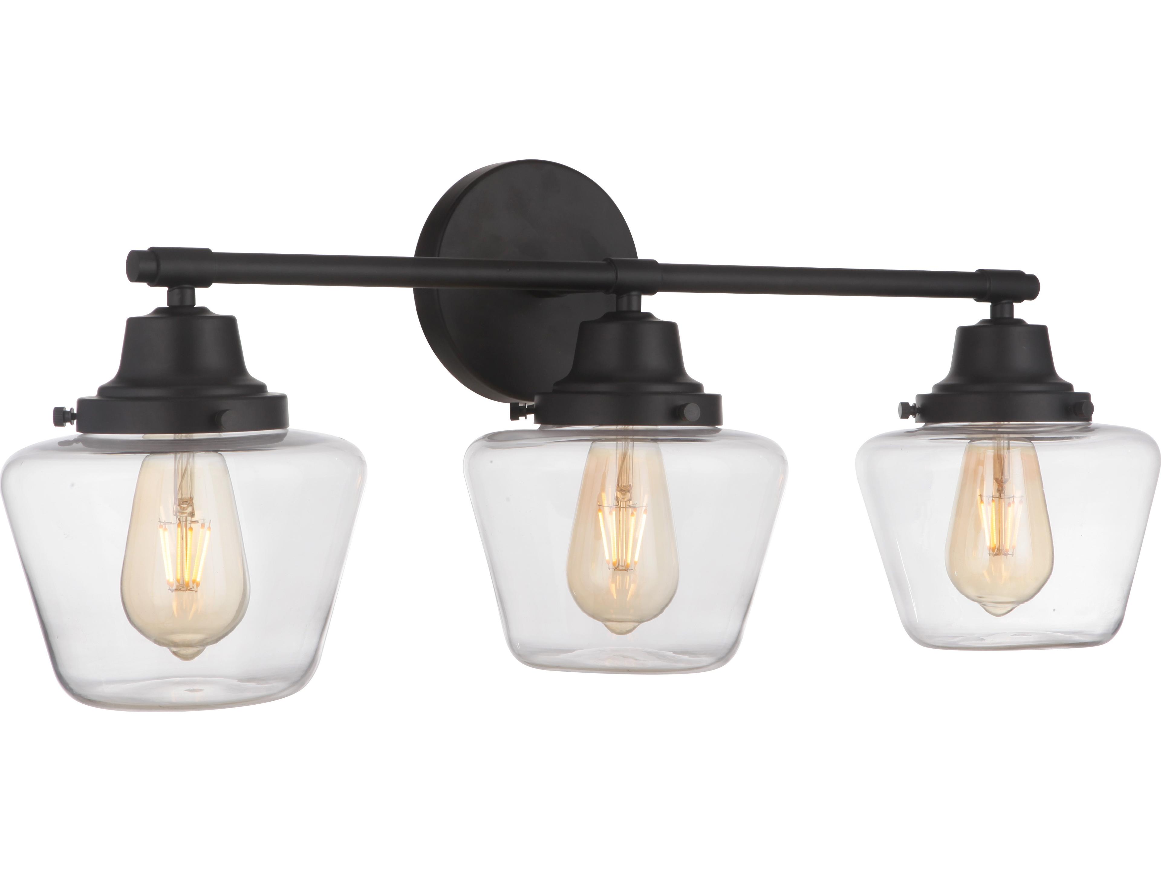 Craftmade Essex 3-Light Flat Black Glass Vanity Light
