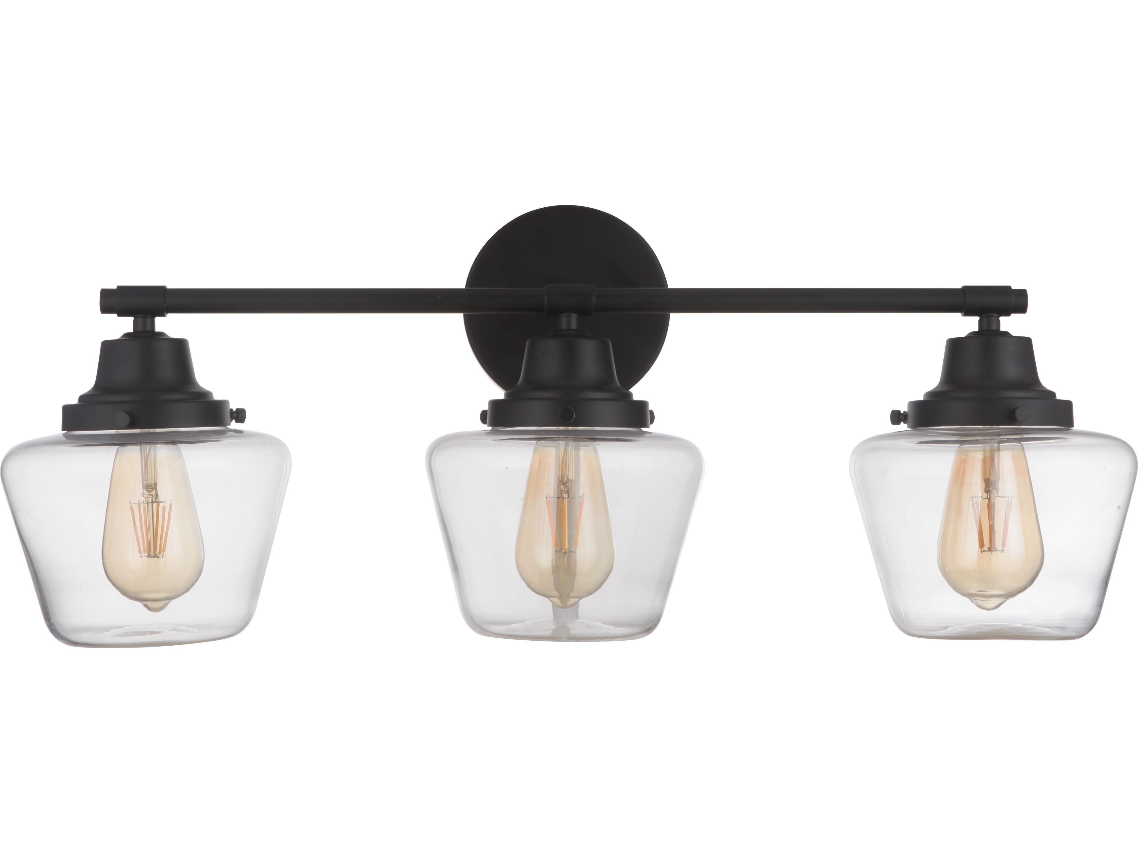 Craftmade Essex 3-Light Flat Black Glass Vanity Light