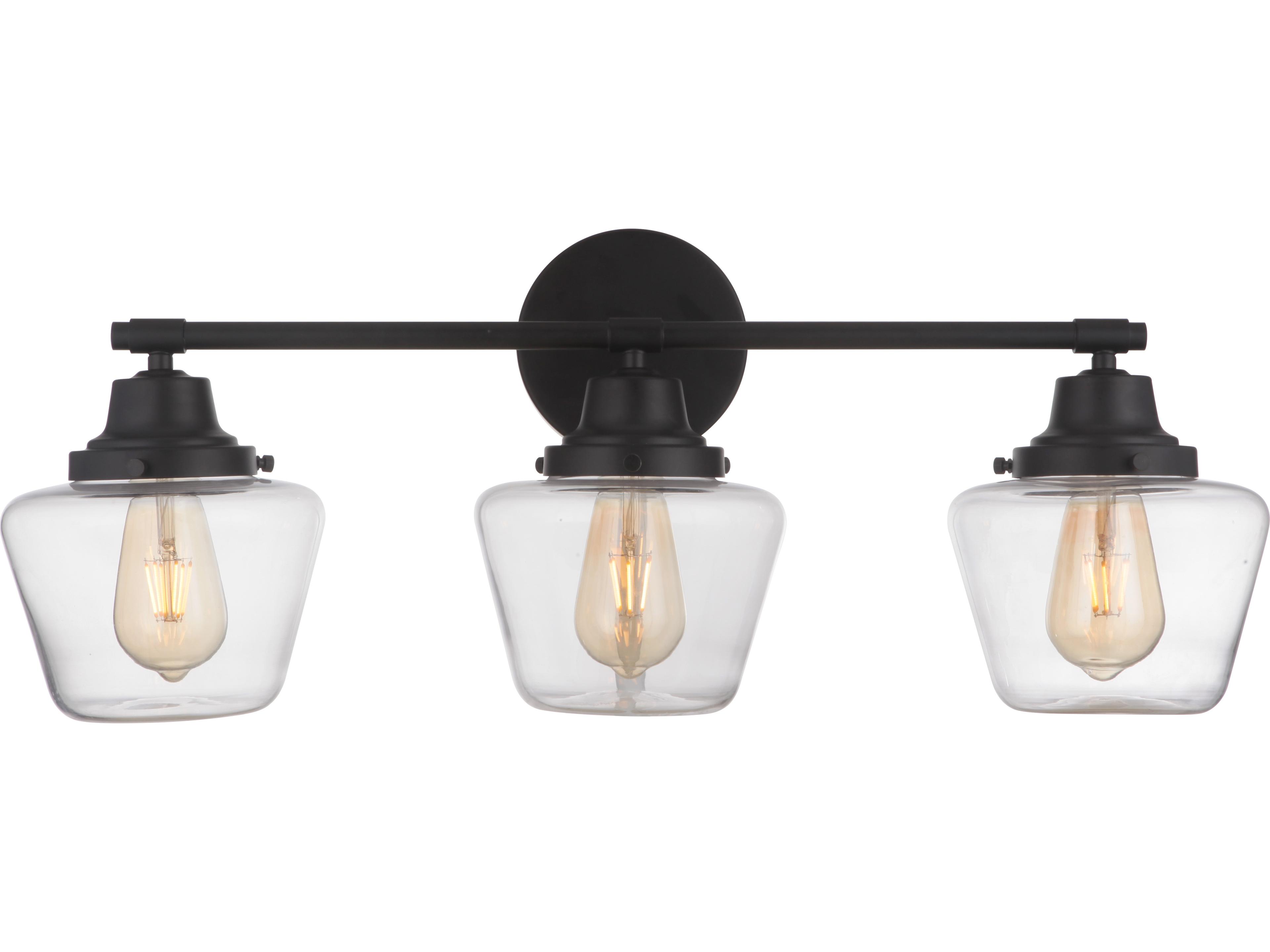 Craftmade Essex 3-Light Flat Black Glass Vanity Light