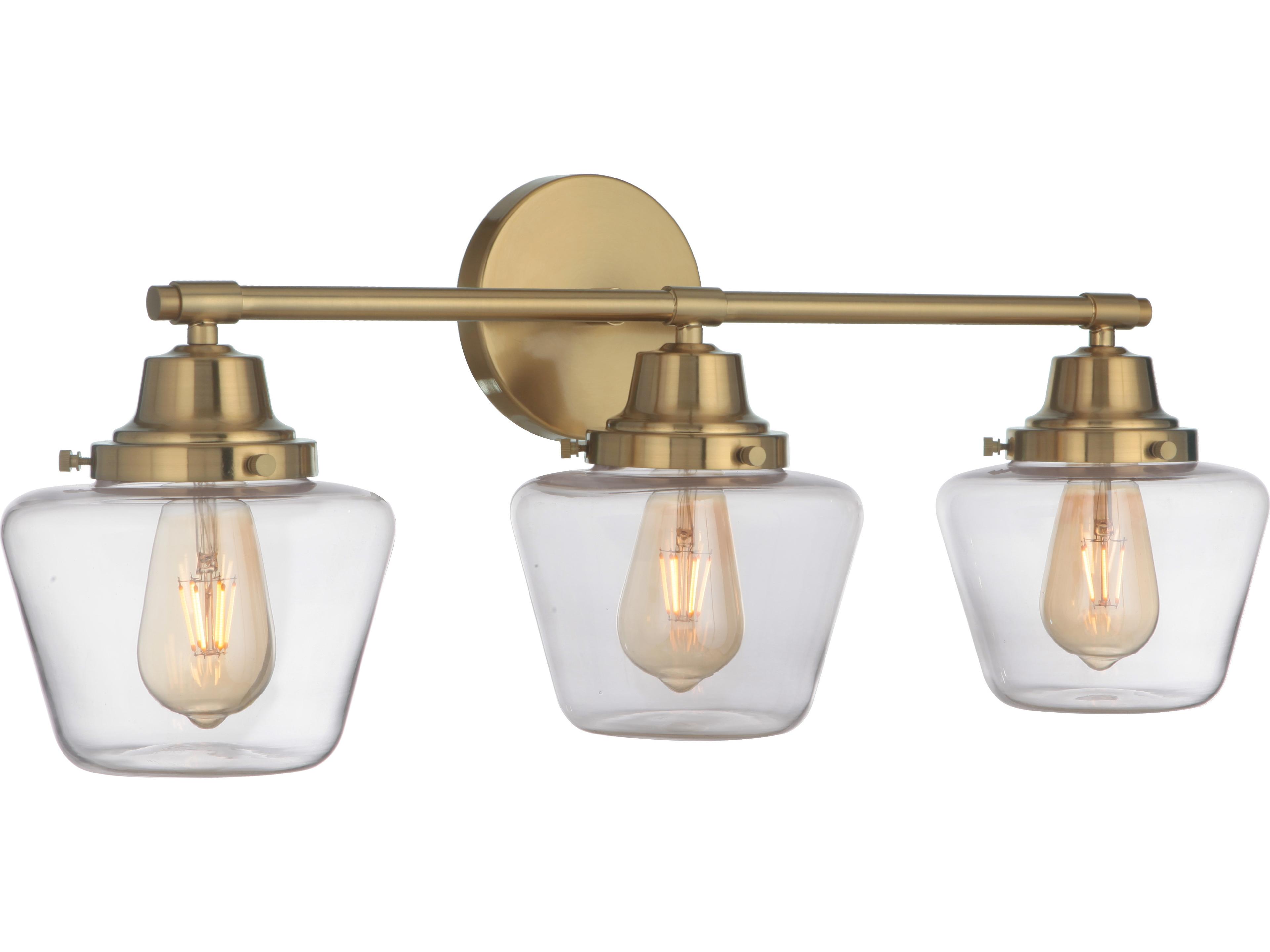 Craftmade Essex 3-Light Satin Brass Glass Vanity Light