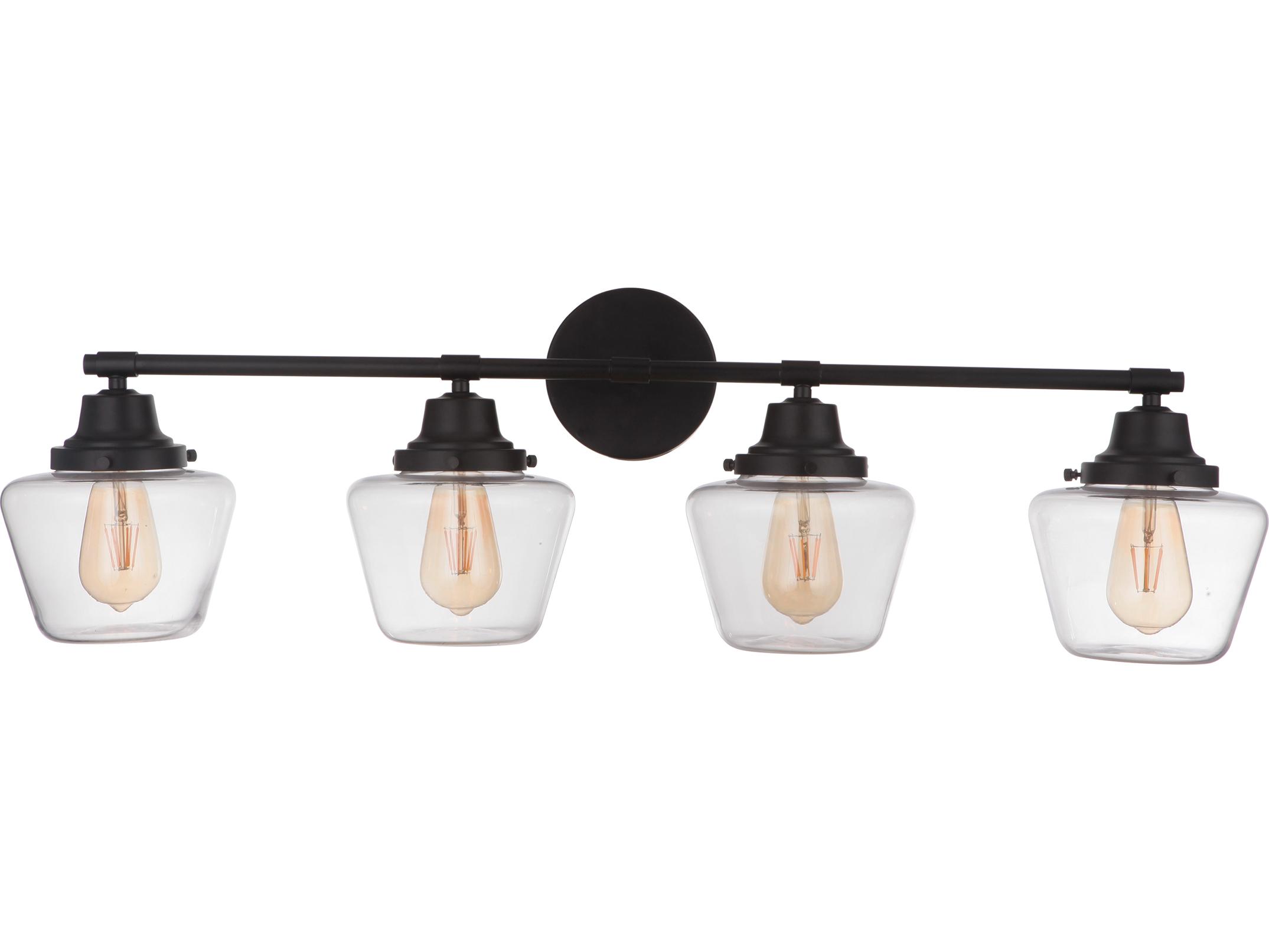 Craftmade Essex 4-Light Flat Black Glass Vanity Light