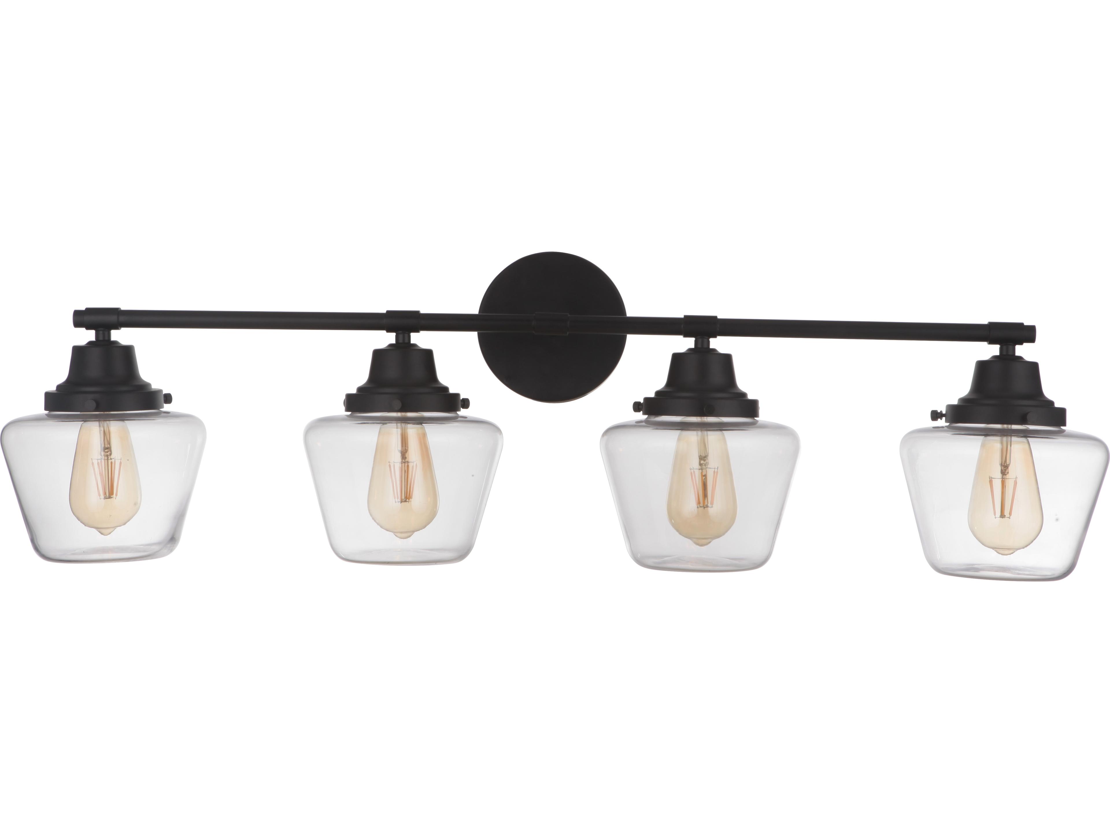 Craftmade Essex 4-Light Flat Black Glass Vanity Light