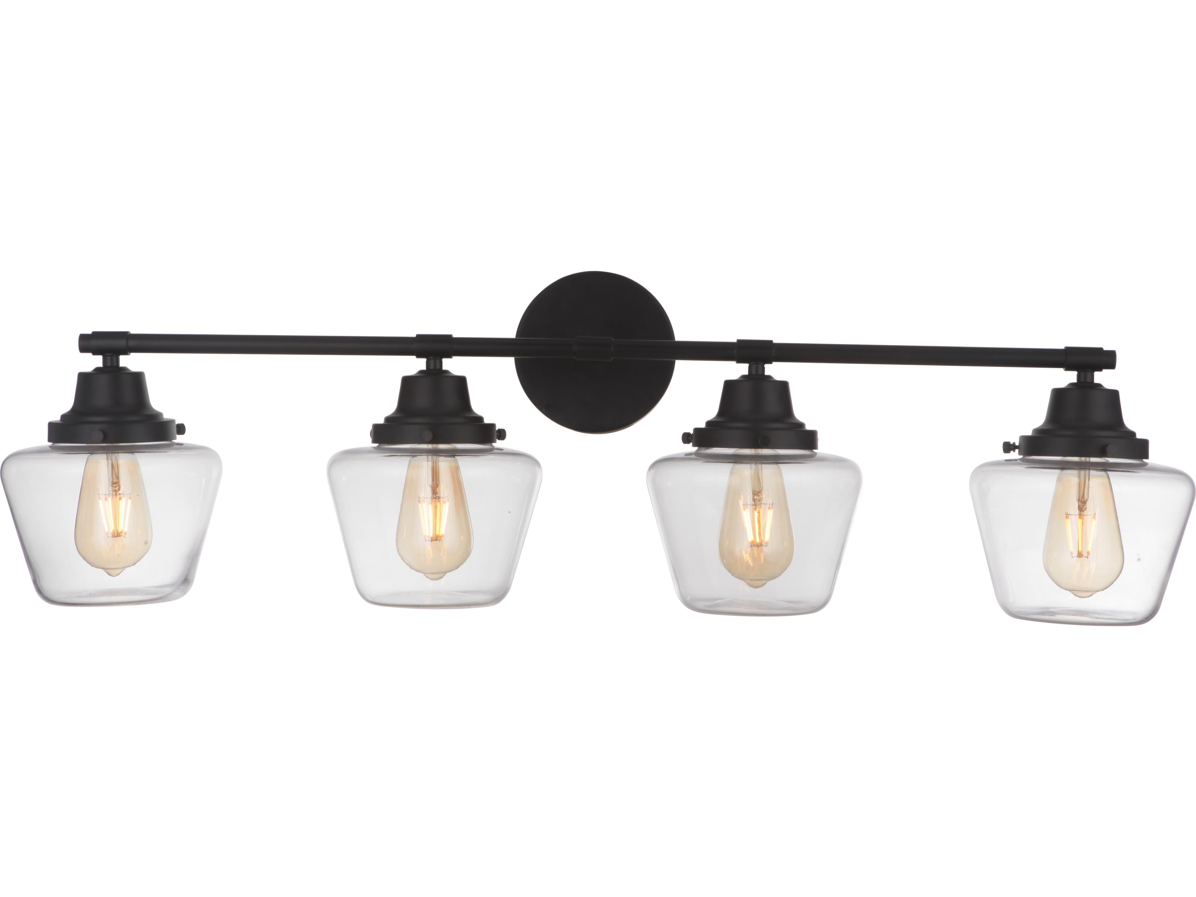 Craftmade Essex 4-Light Flat Black Glass Vanity Light