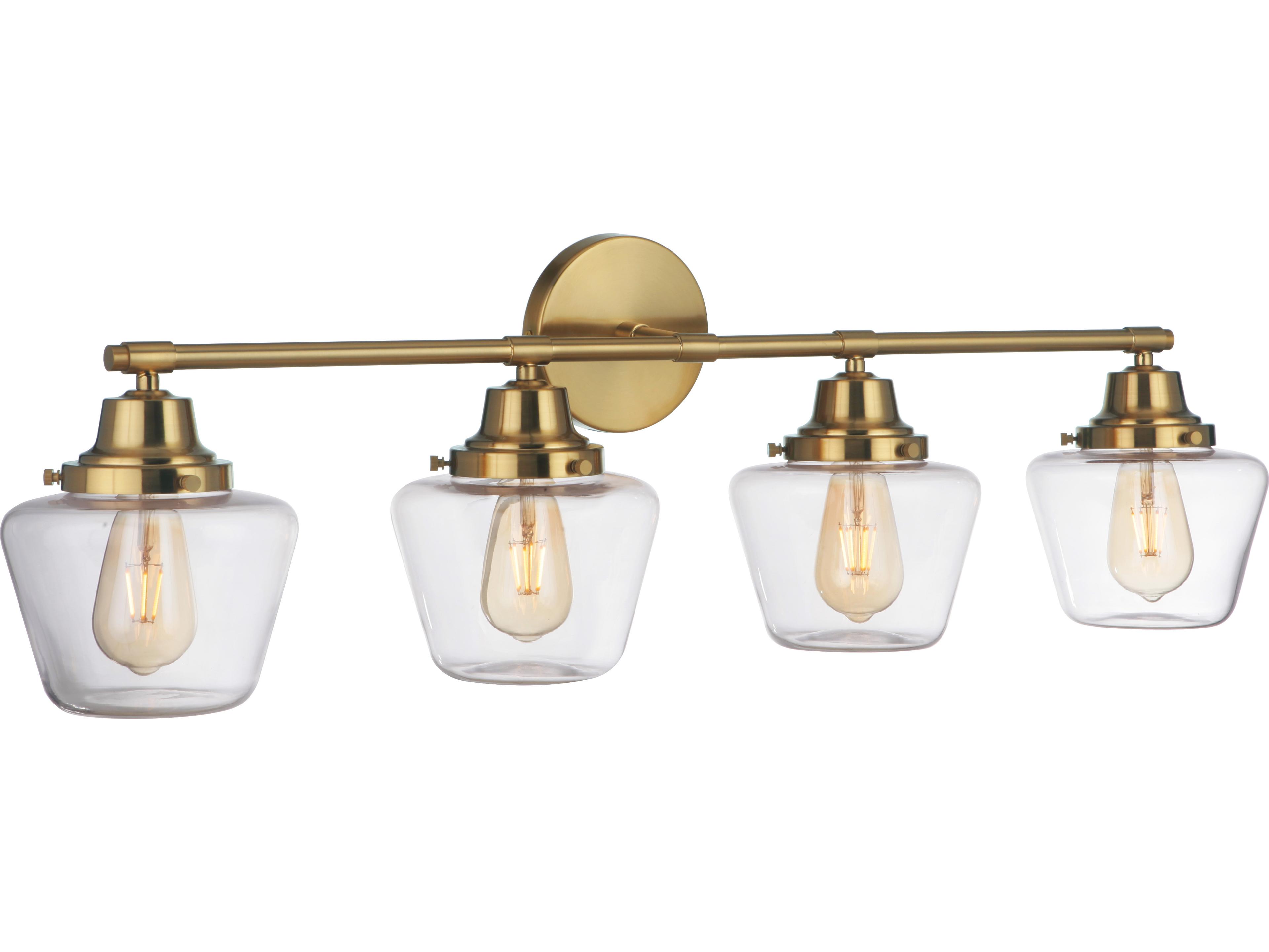 Craftmade Essex 4-Light Satin Brass Glass Vanity Light