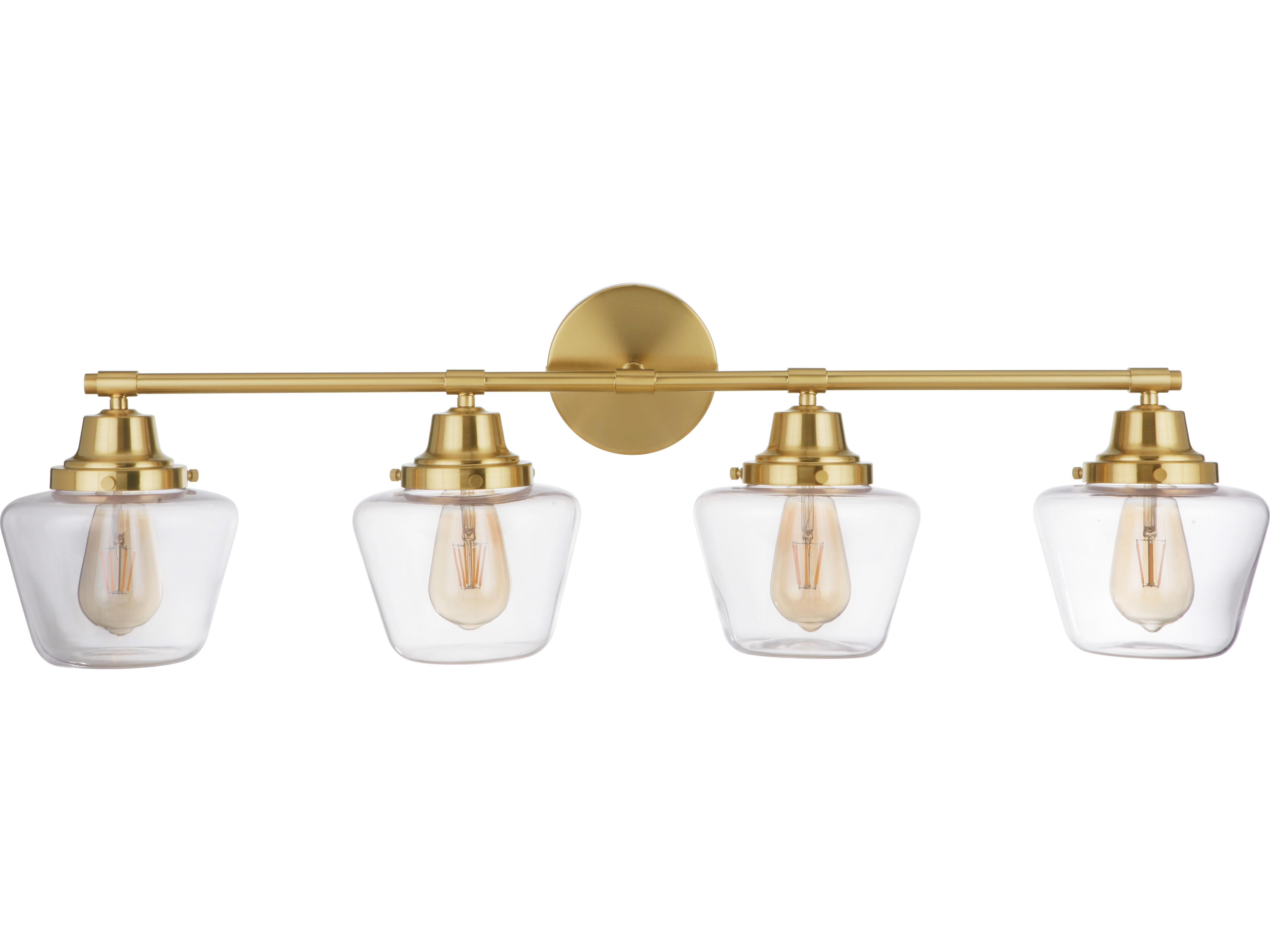 Craftmade Essex 4-Light Satin Brass Glass Vanity Light