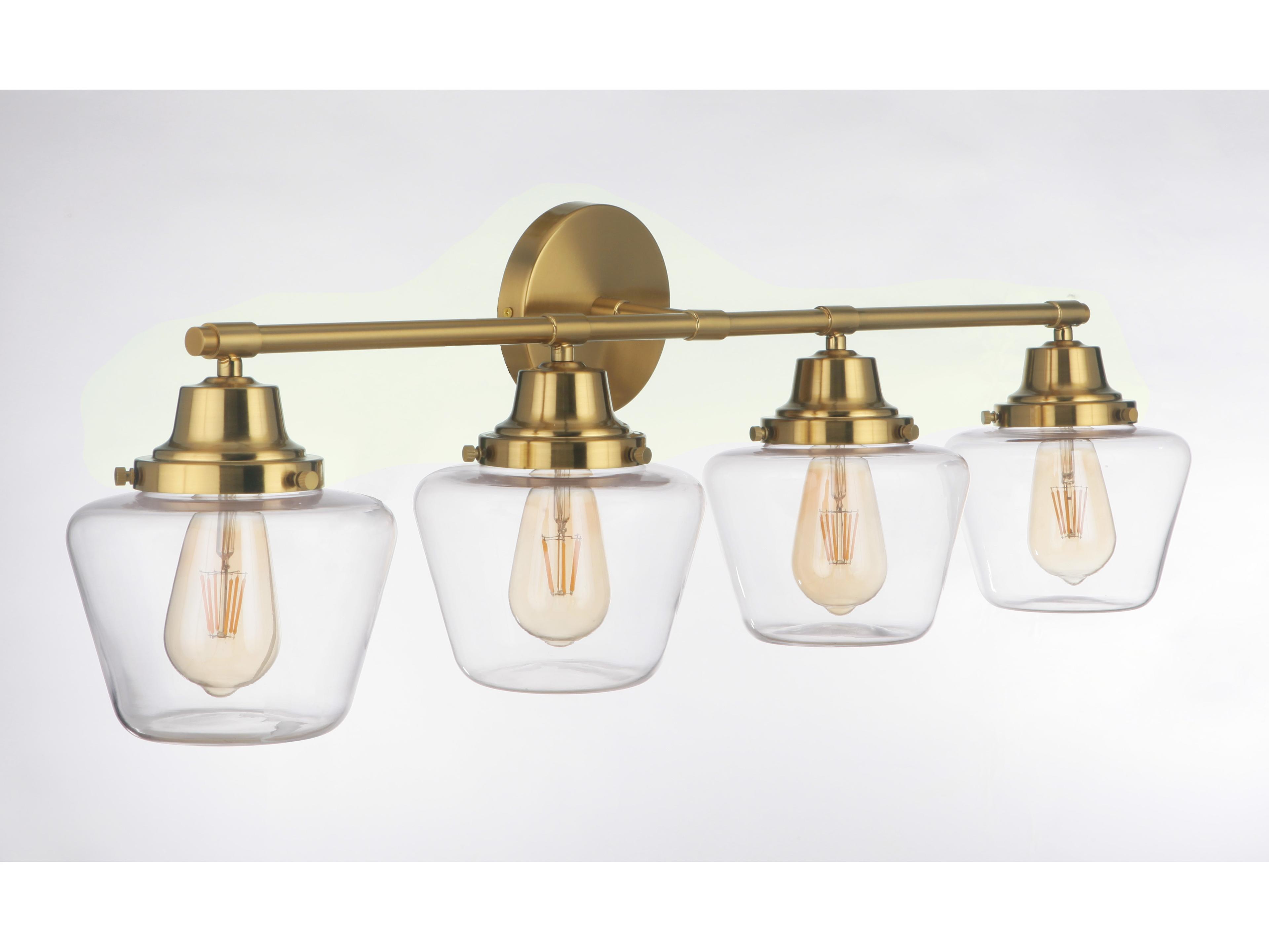 Craftmade Essex 4-Light Satin Brass Glass Vanity Light