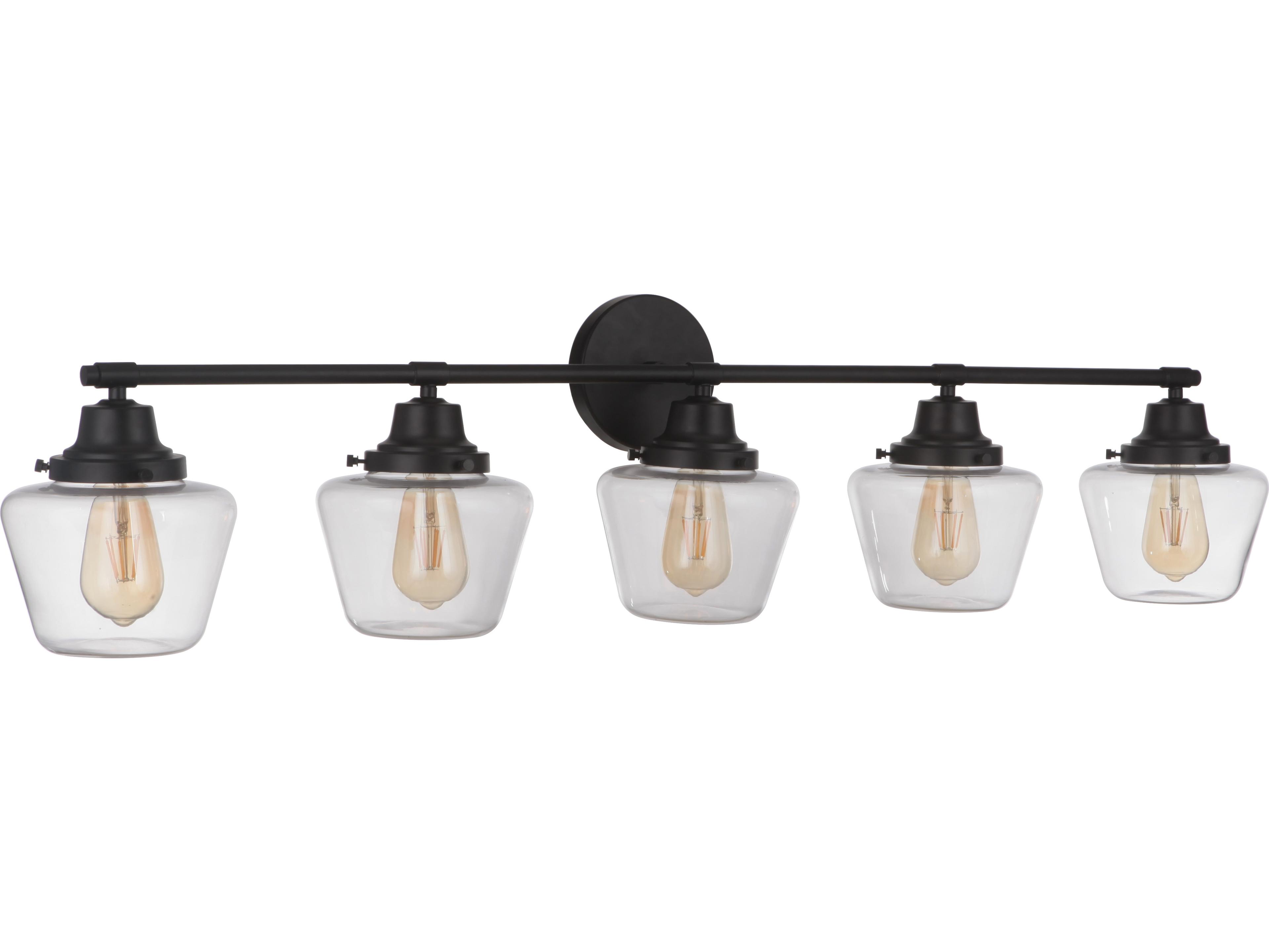 Craftmade Essex 5-Light Flat Black Glass Vanity Light