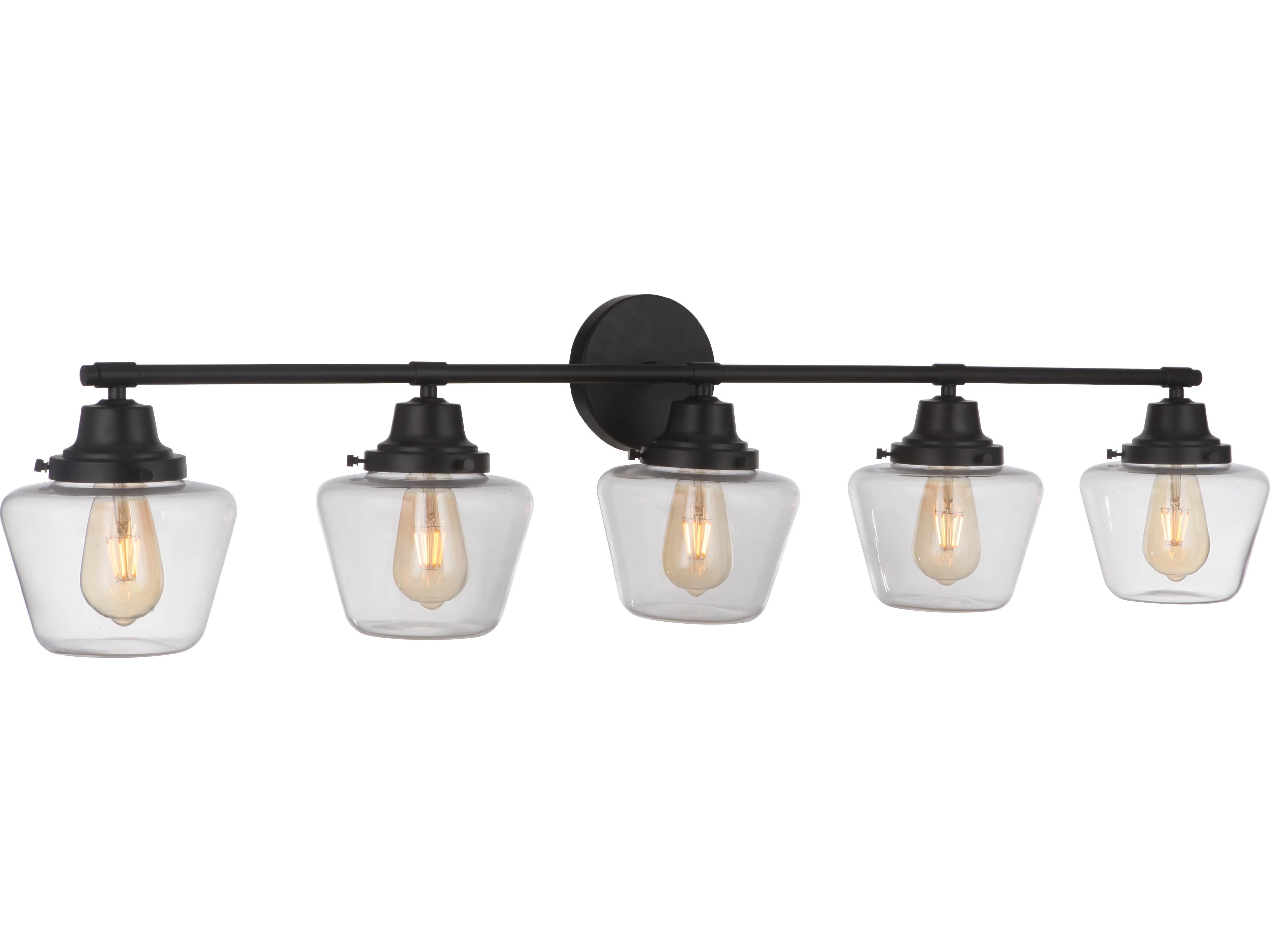 Craftmade Essex 5-Light Flat Black Glass Vanity Light