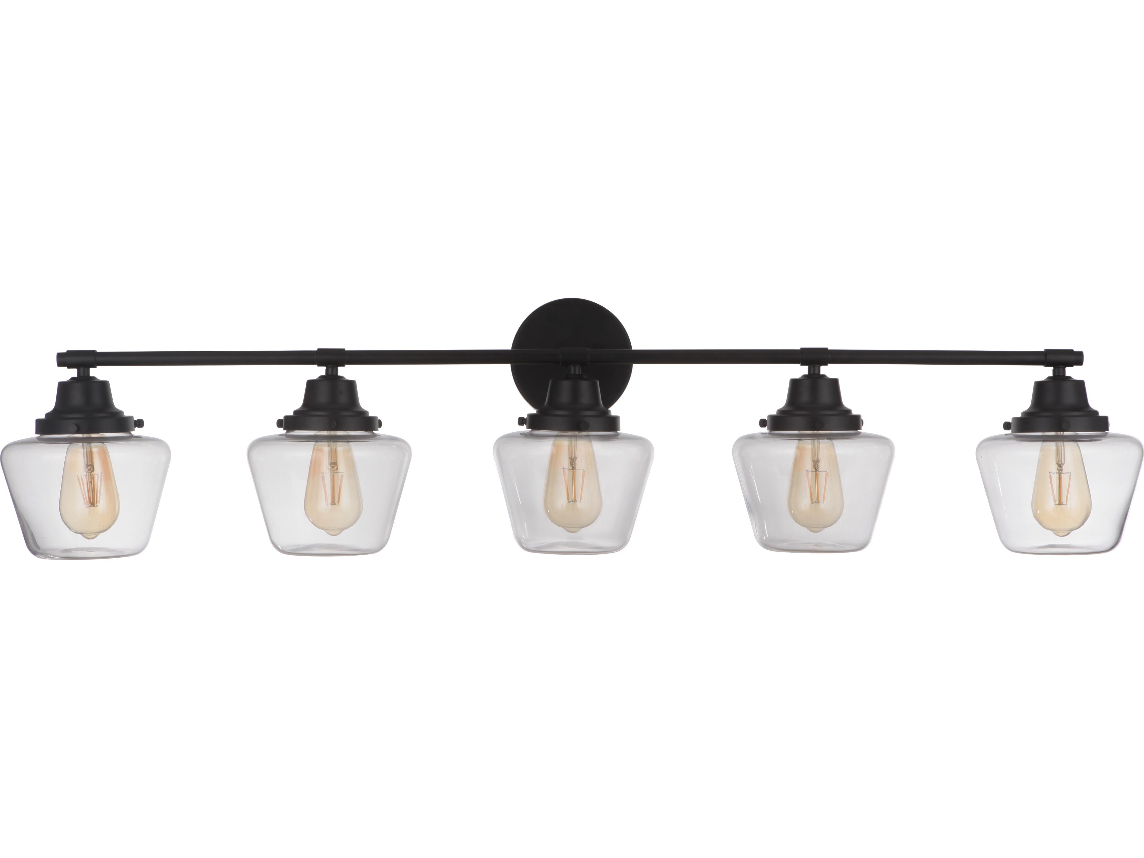 Craftmade Essex 5-Light Flat Black Glass Vanity Light