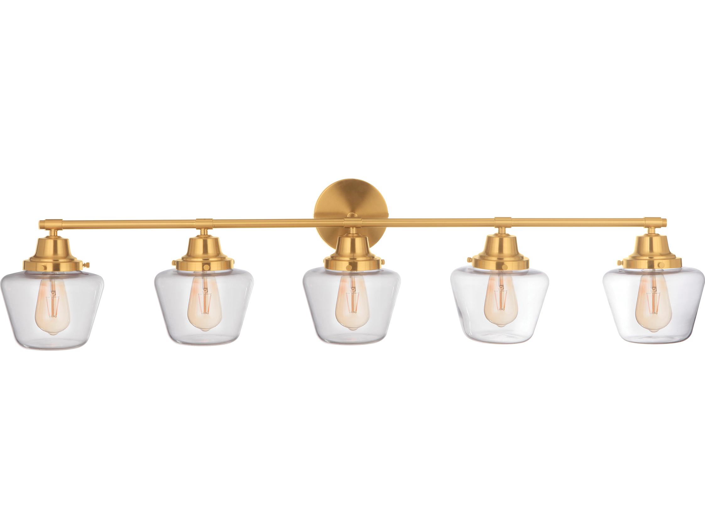Craftmade Essex 5-Light Satin Brass Glass Vanity Light
