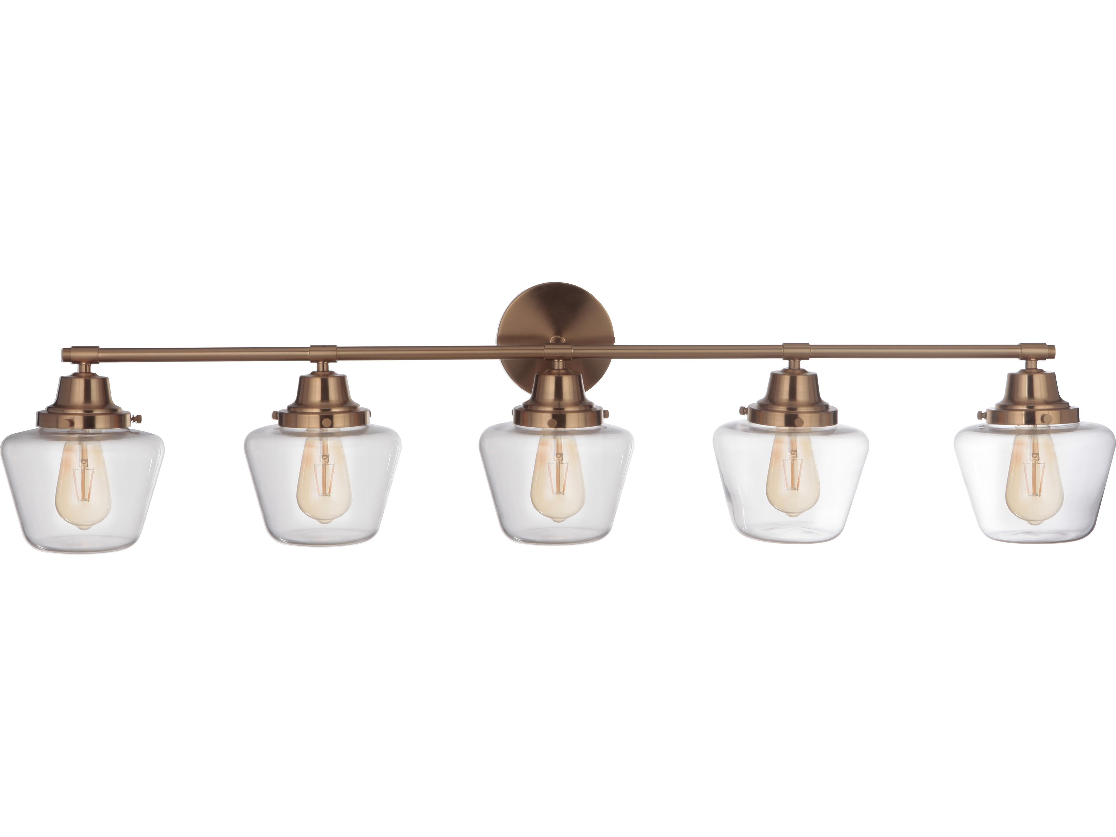 Craftmade Essex 5-Light Satin Brass Glass Vanity Light