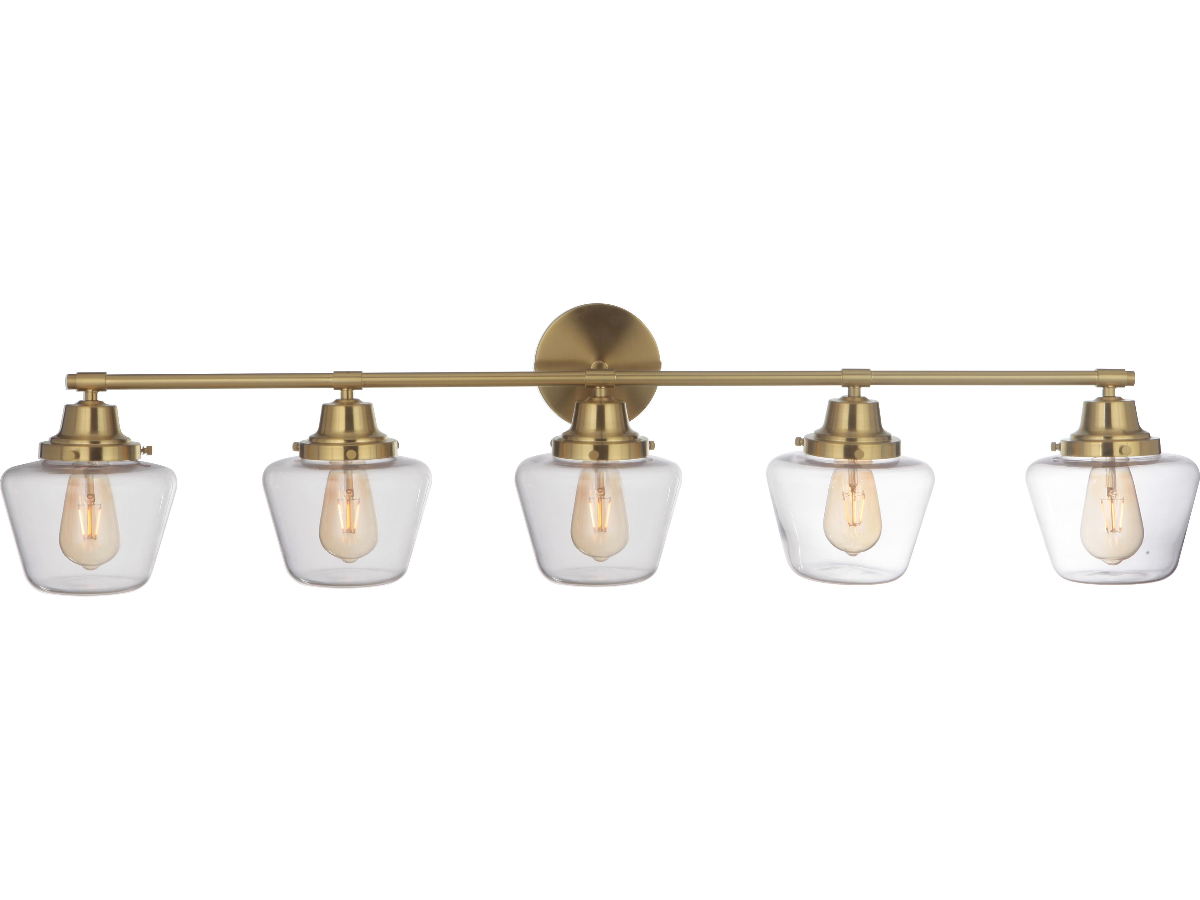 Craftmade Essex 5-Light Satin Brass Glass Vanity Light