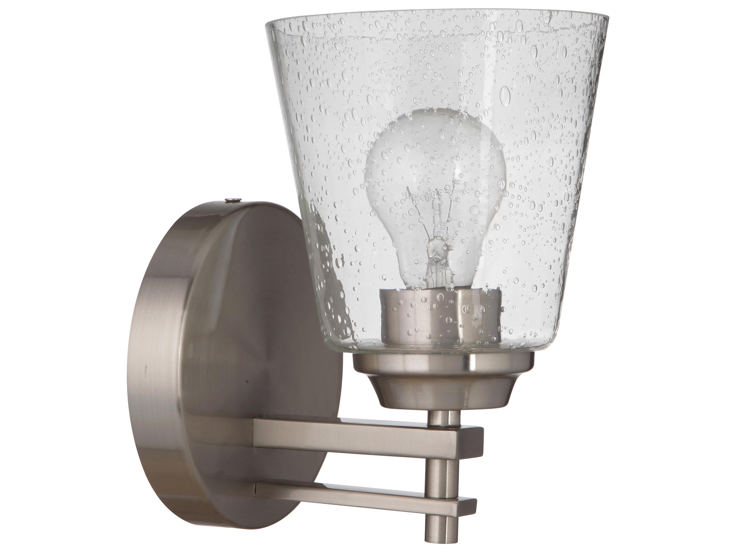 Craftmade Drake 1-Light Brushed Polished Nickel Glass Vanity Light