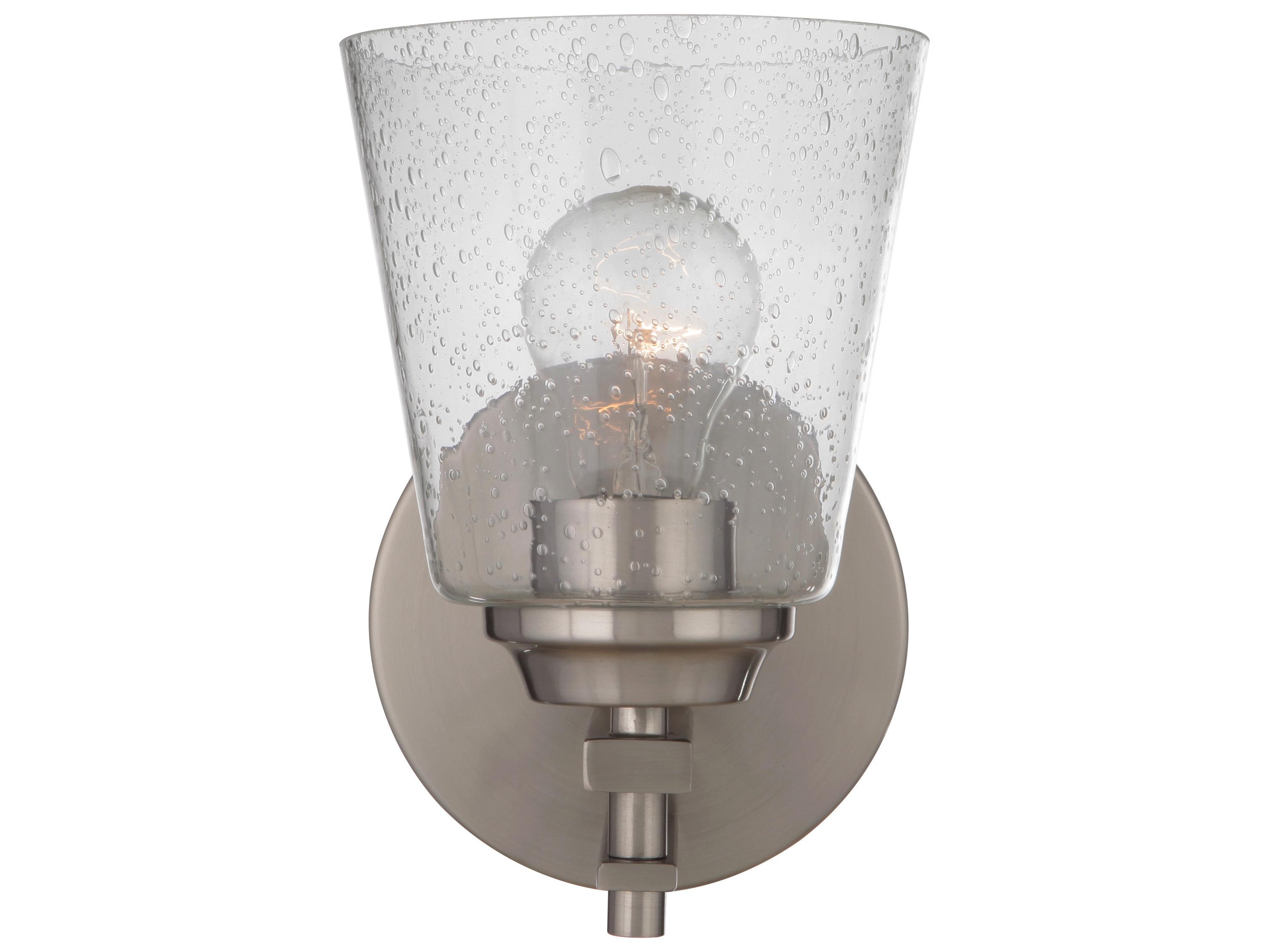 Craftmade Drake 1-Light Brushed Polished Nickel Glass Vanity Light