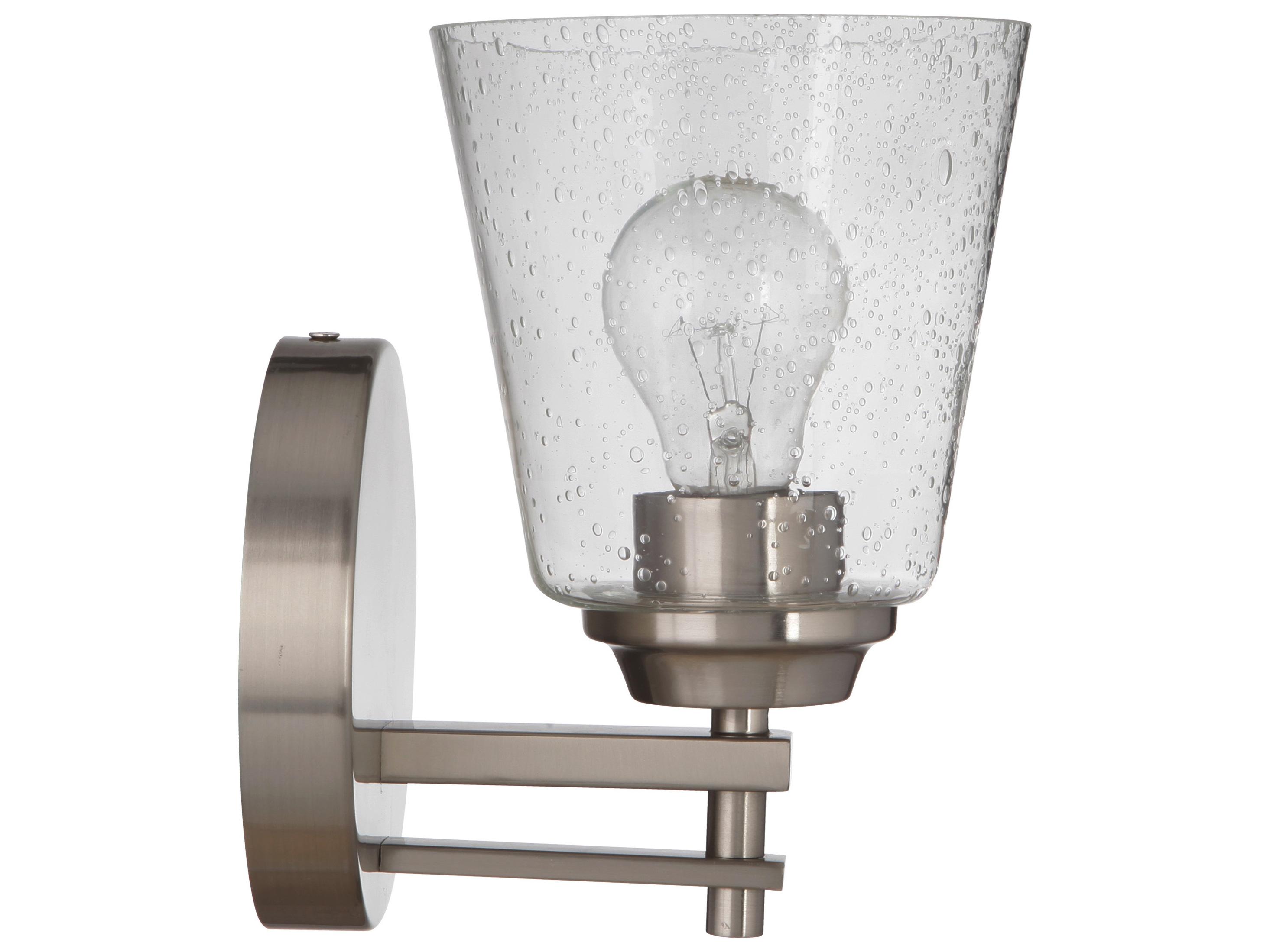 Craftmade Drake 1-Light Brushed Polished Nickel Glass Vanity Light