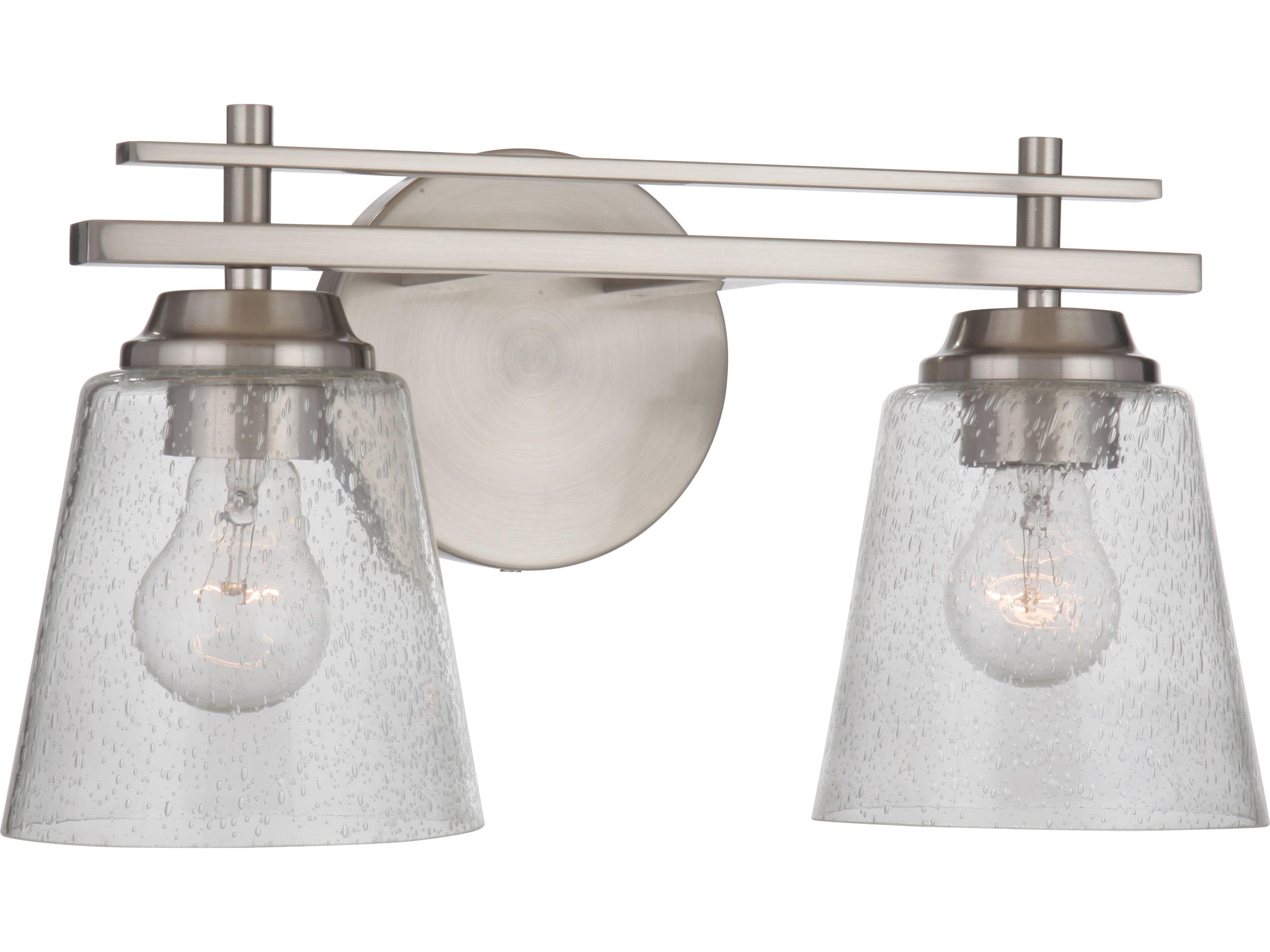 Craftmade Drake 2-Light Brushed Polished Nickel Glass Vanity Light