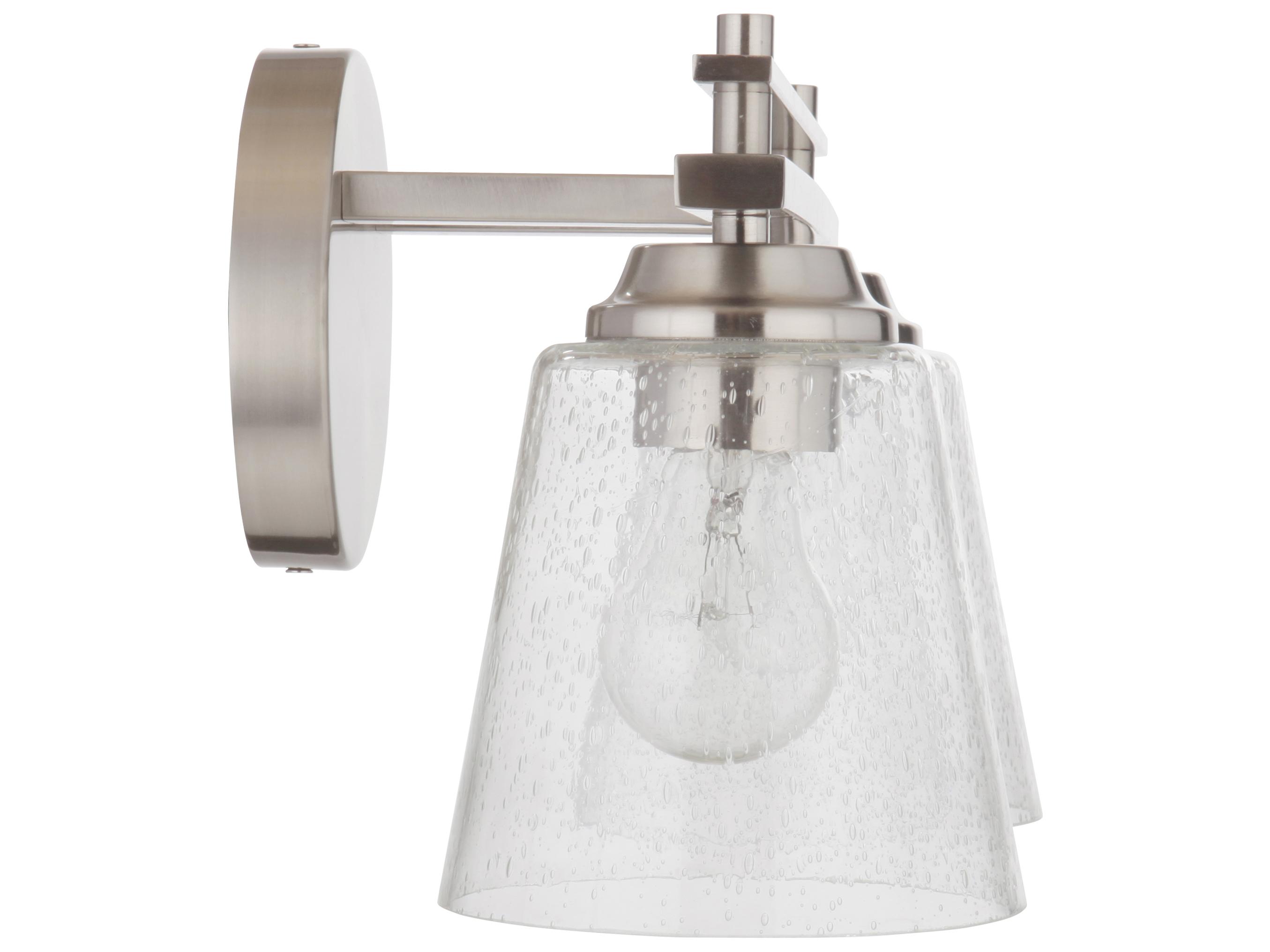 Craftmade Drake 2-Light Brushed Polished Nickel Glass Vanity Light