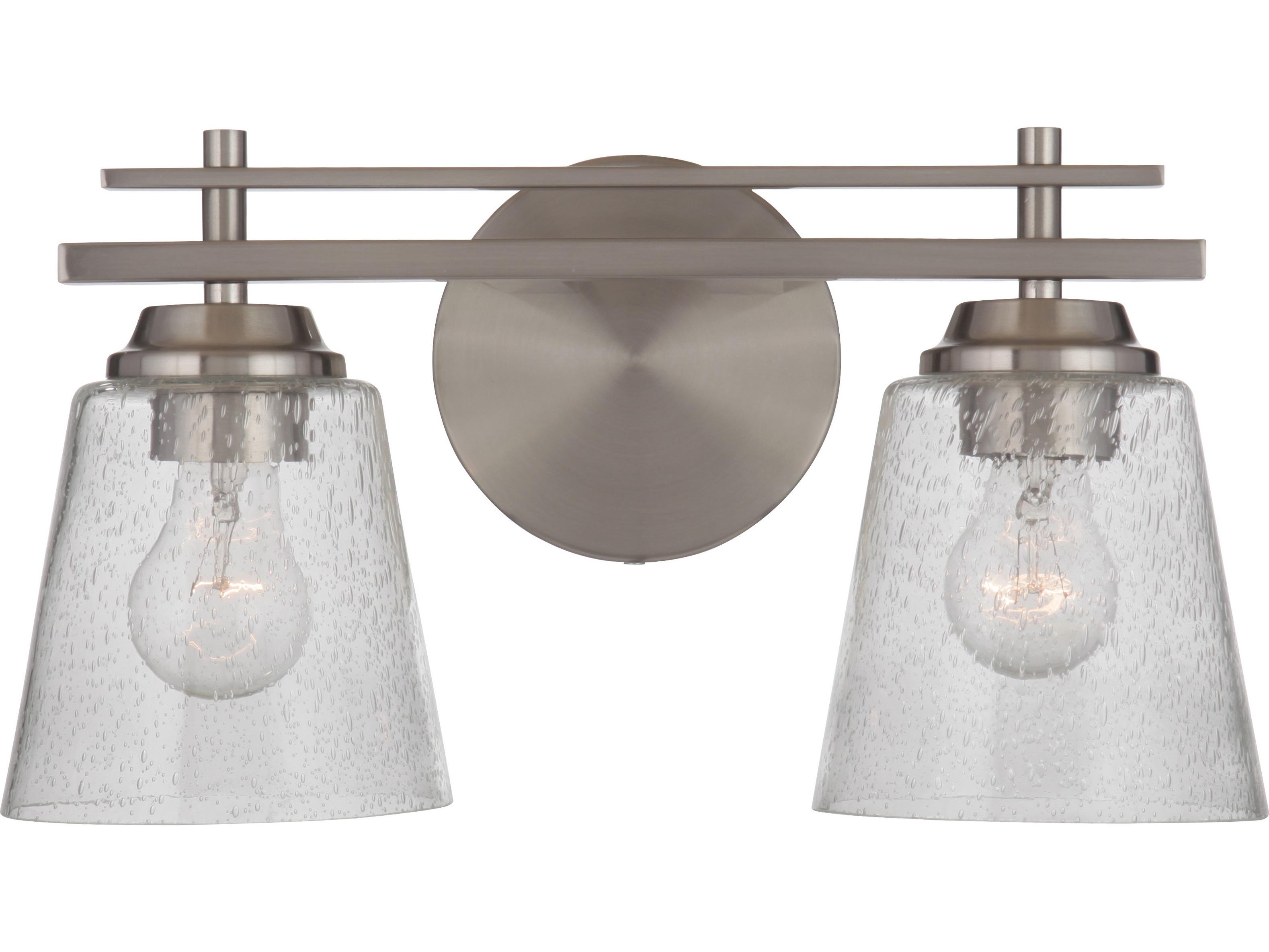 Craftmade Drake 2-Light Brushed Polished Nickel Glass Vanity Light