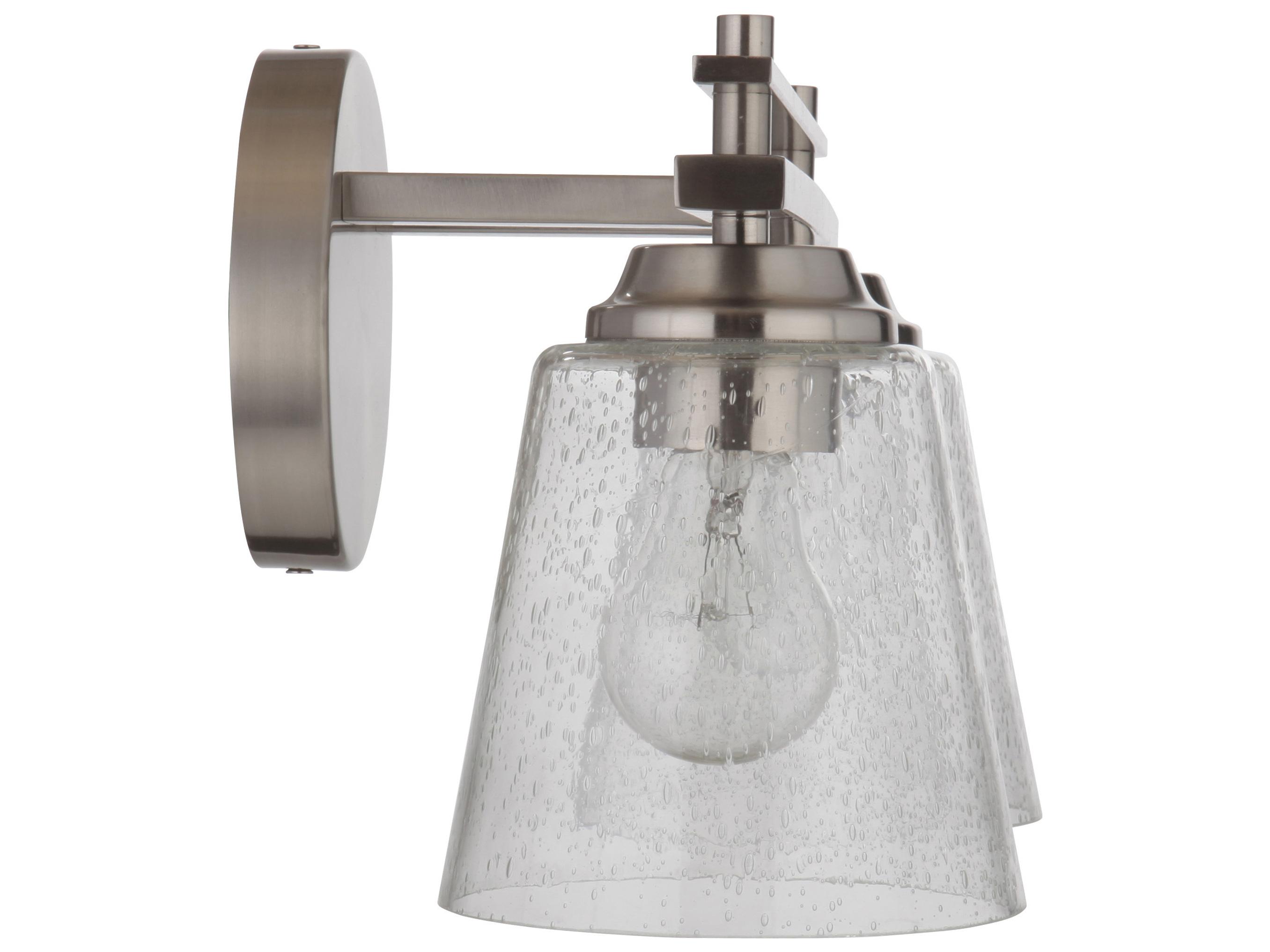 Craftmade Drake 2-Light Brushed Polished Nickel Glass Vanity Light