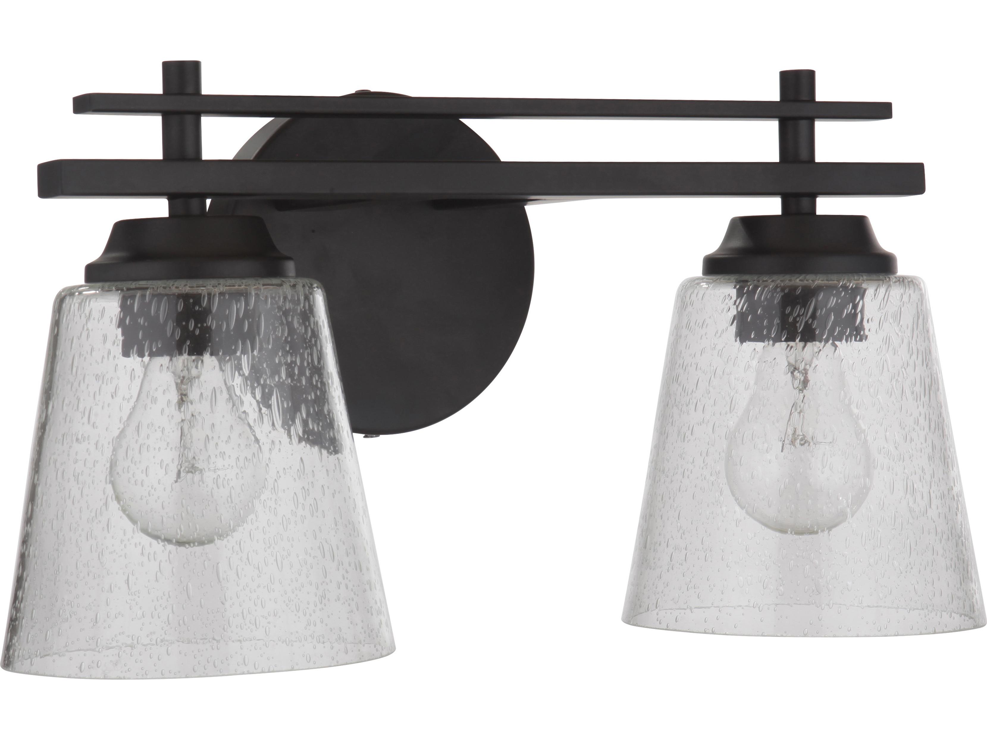 Craftmade Drake 2-Light Flat Black Glass Vanity Light