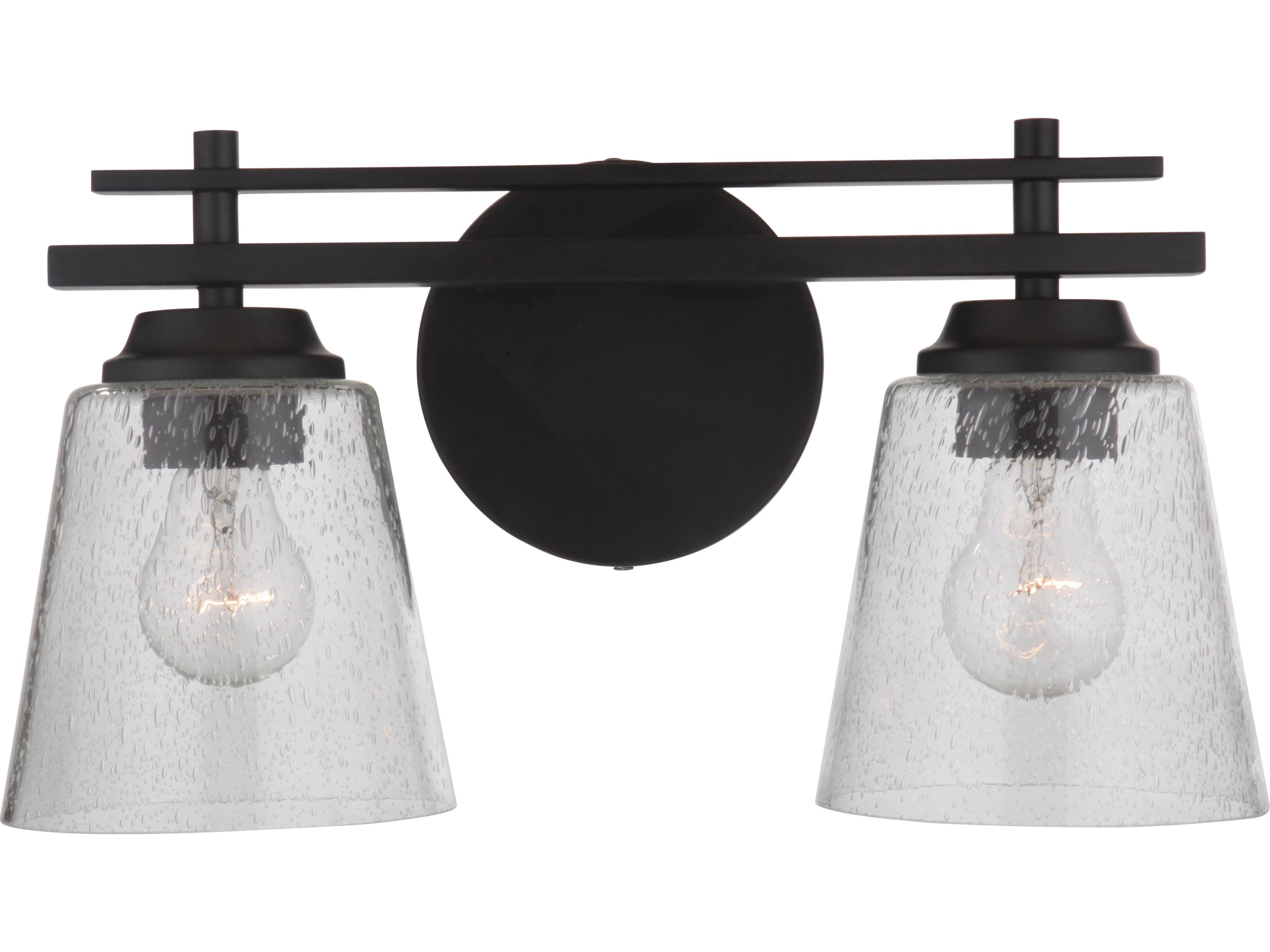 Craftmade Drake 2-Light Flat Black Glass Vanity Light