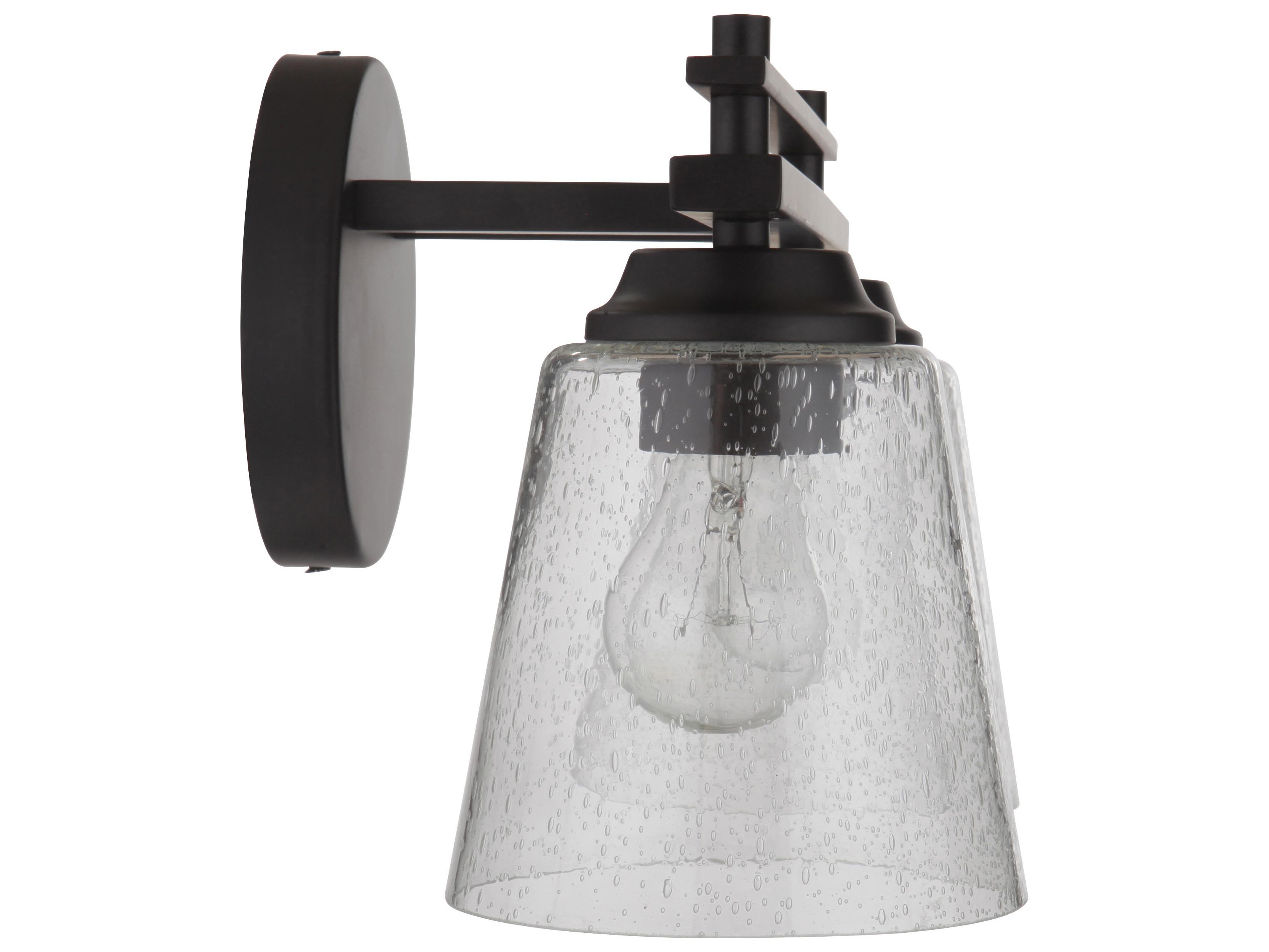 Craftmade Drake 2-Light Flat Black Glass Vanity Light