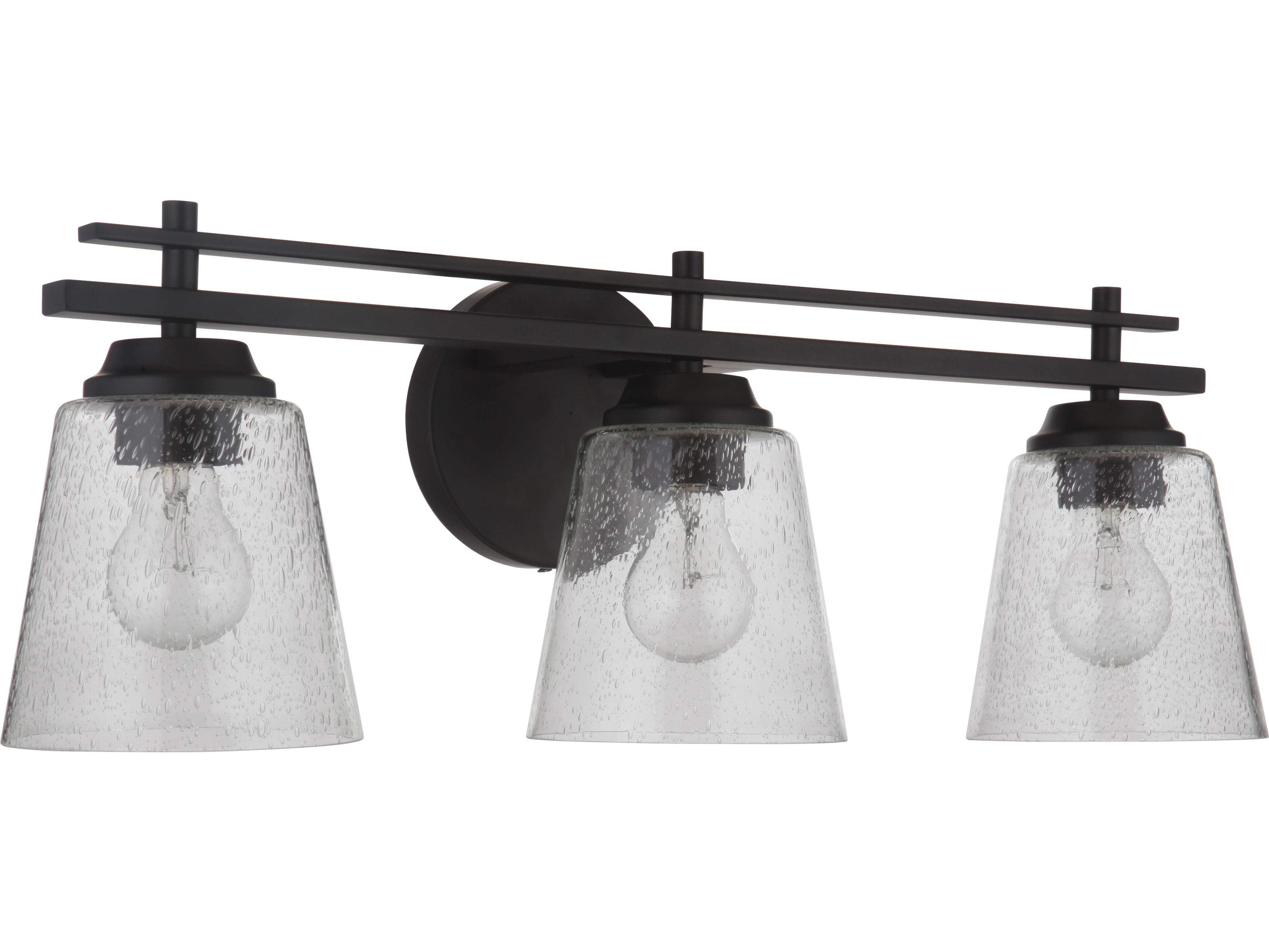 Craftmade Drake 3-Light Flat Black Glass Vanity Light