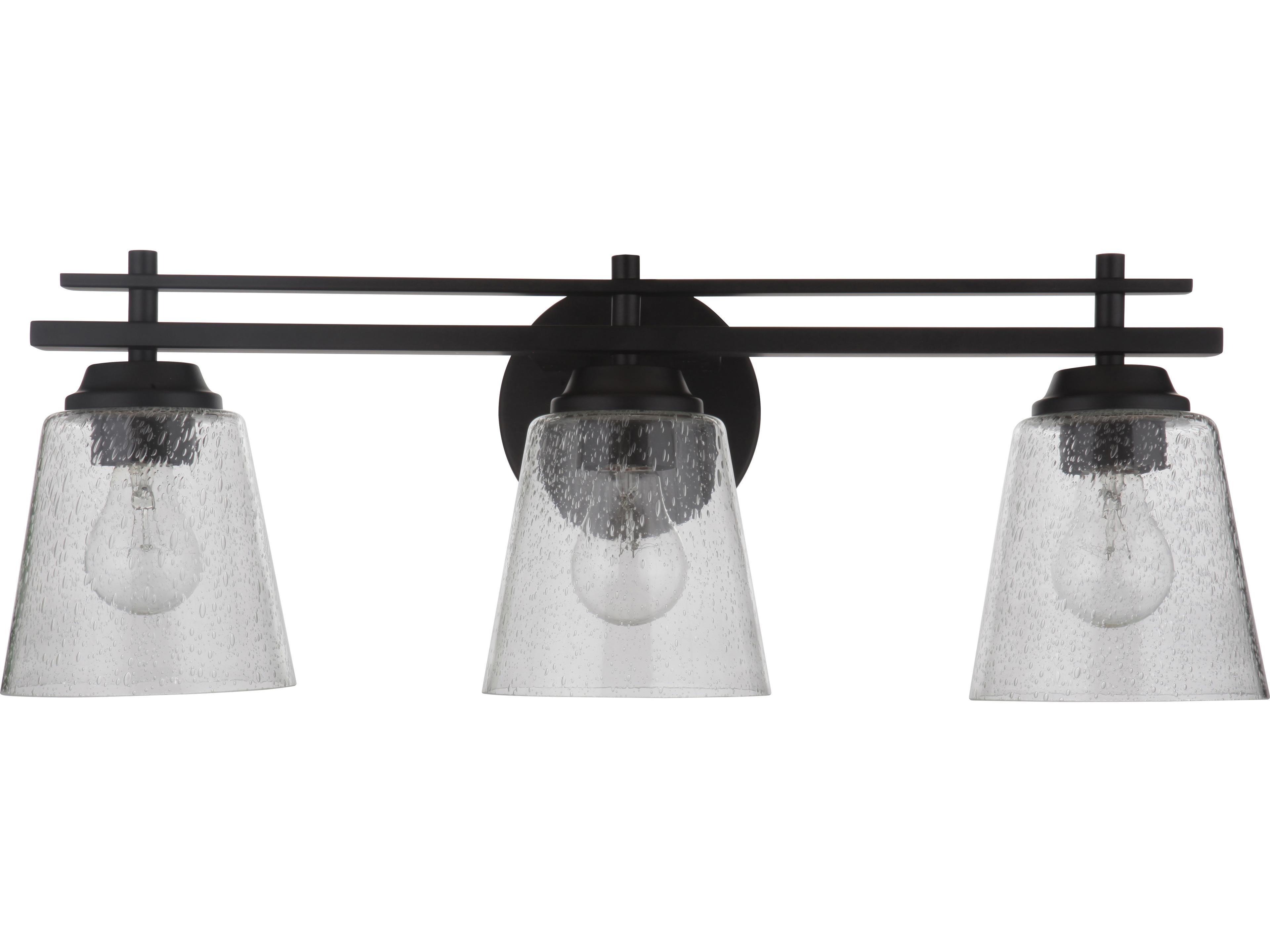 Craftmade Drake 3-Light Flat Black Glass Vanity Light