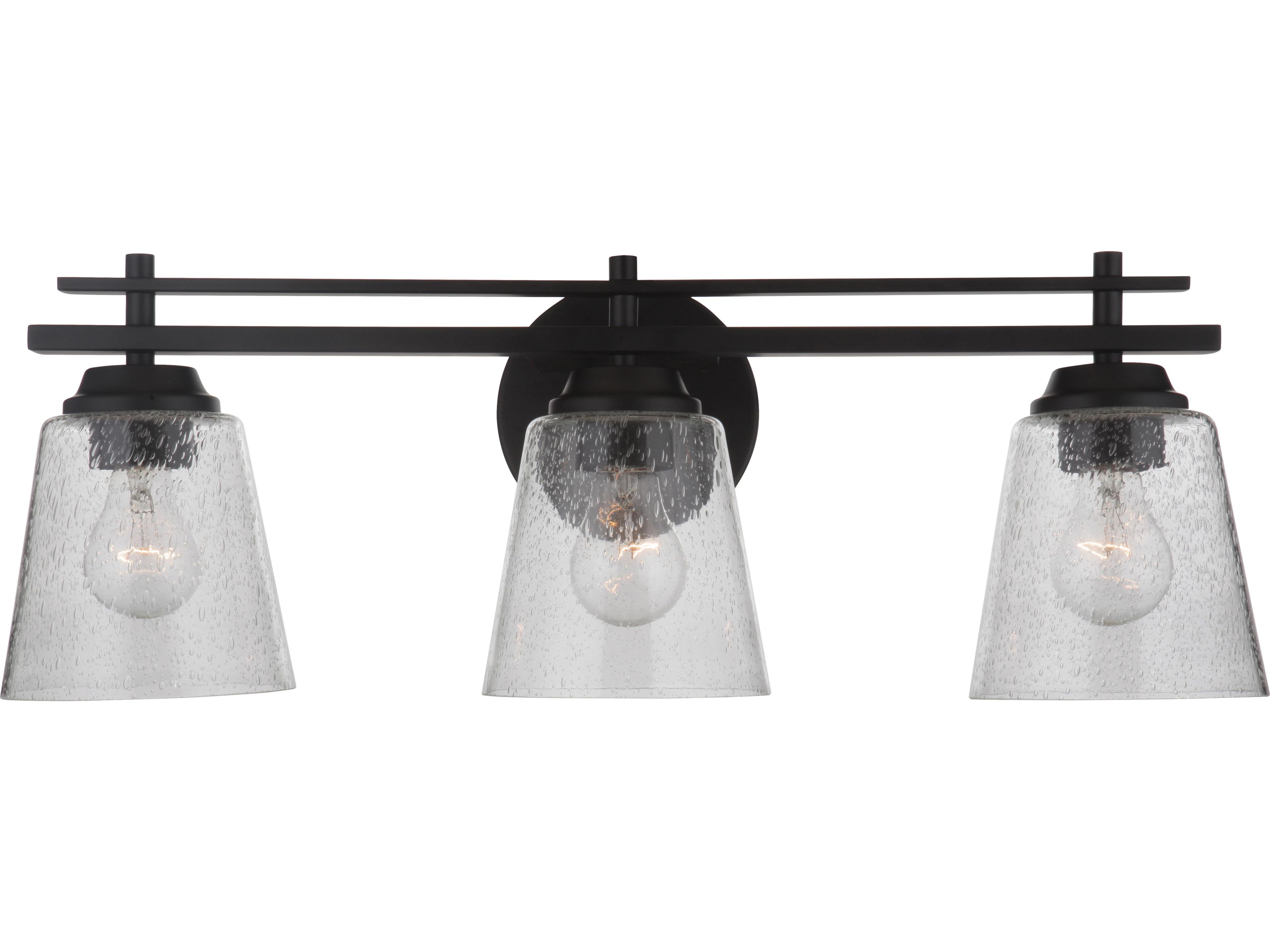 Craftmade Drake 3-Light Flat Black Glass Vanity Light