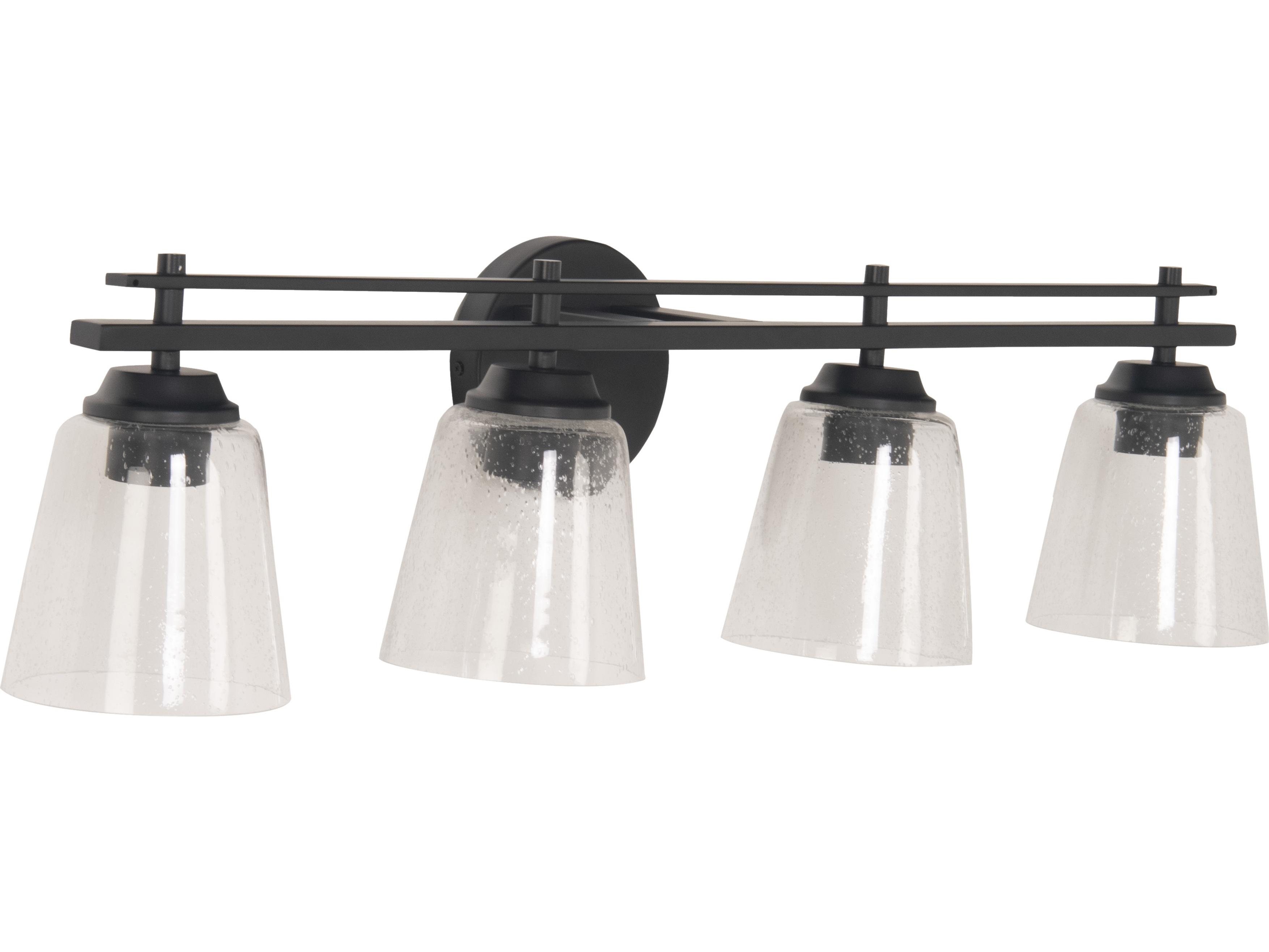 Craftmade Drake 4-Light Flat Black Glass Vanity Light