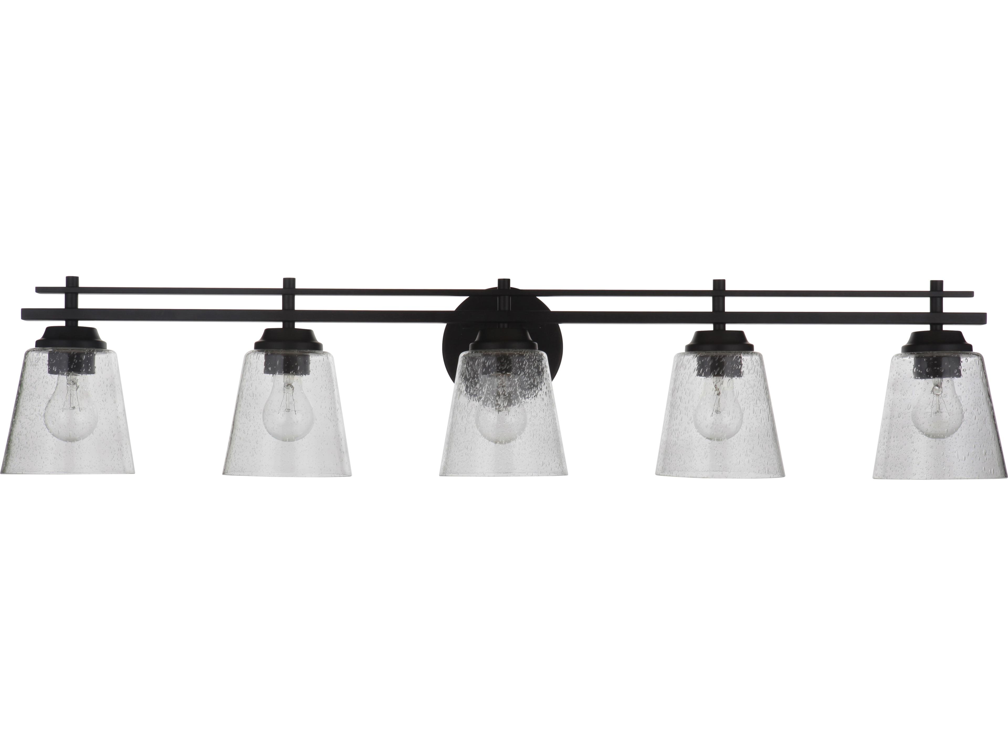 Craftmade Drake 5-Light Flat Black Glass Vanity Light