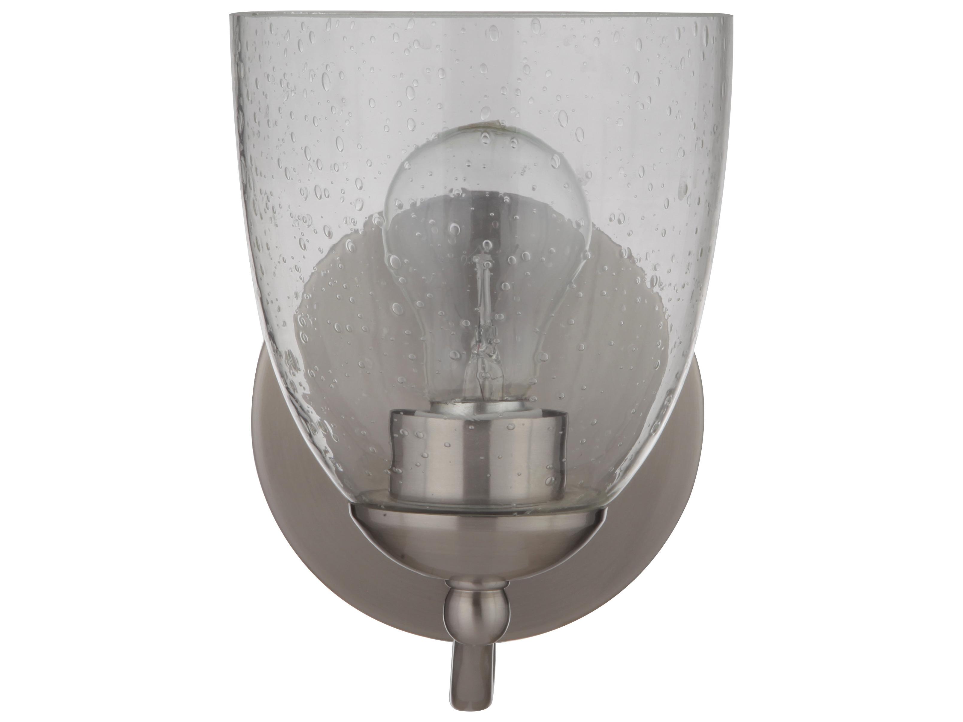 Craftmade Hillridge 1-Light Brushed Polished Nickel Glass Vanity Light