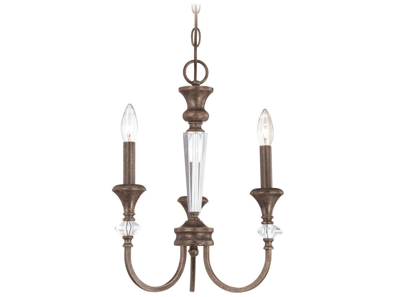 Craftmade Boulevard 3-Light Mocha Bronze Silver Crystal Glass Candelabra Chandelier