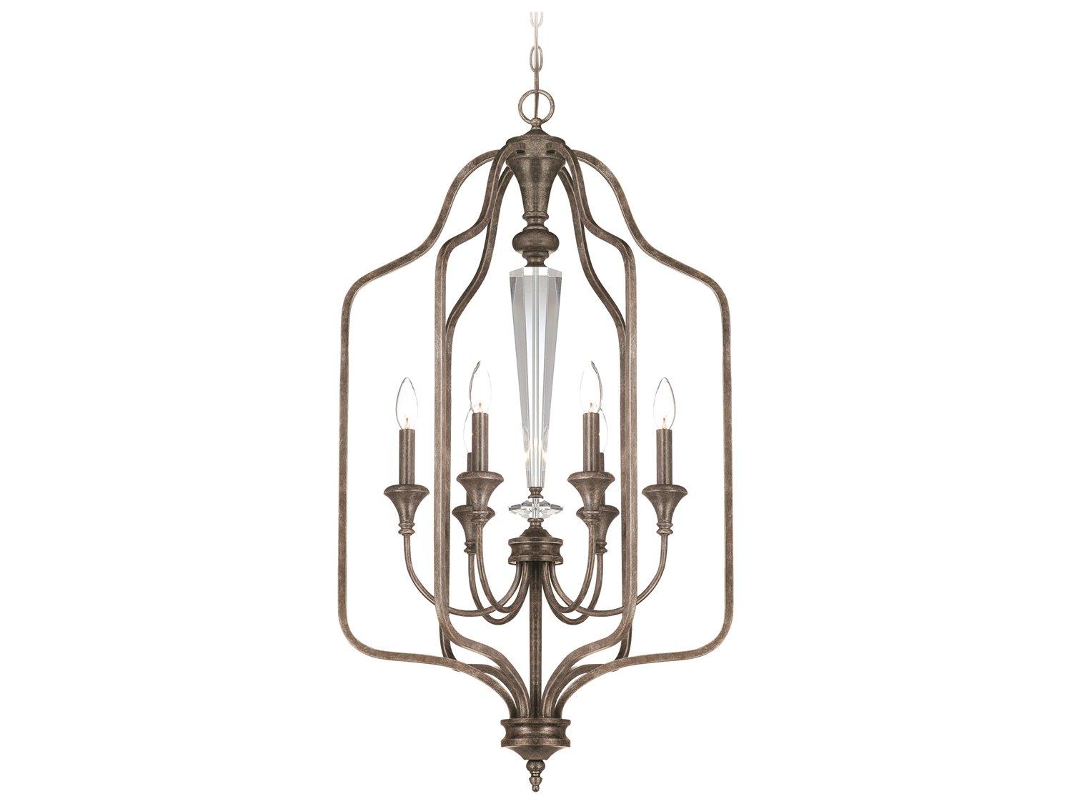 Craftmade Boulevard 6-Light Mocha Bronze Silver Crystal Glass Candelabra Chandelier