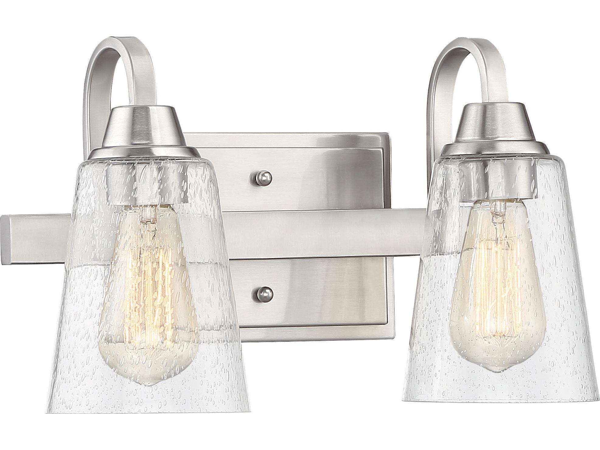 Craftmade Grace 2-Light Brushed Polished Nickel Glass Vanity Light