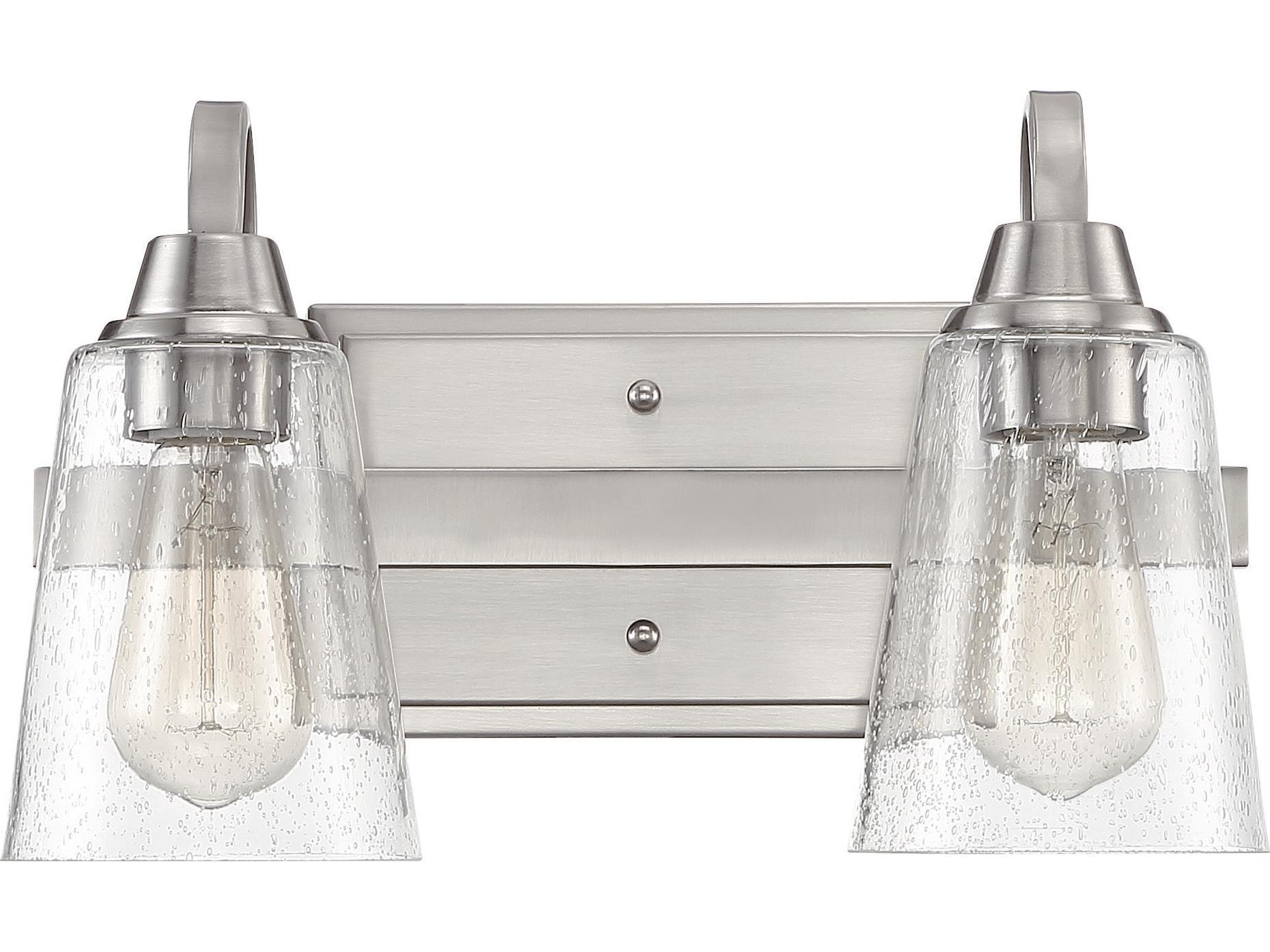 Craftmade Grace 2-Light Brushed Polished Nickel Glass Vanity Light