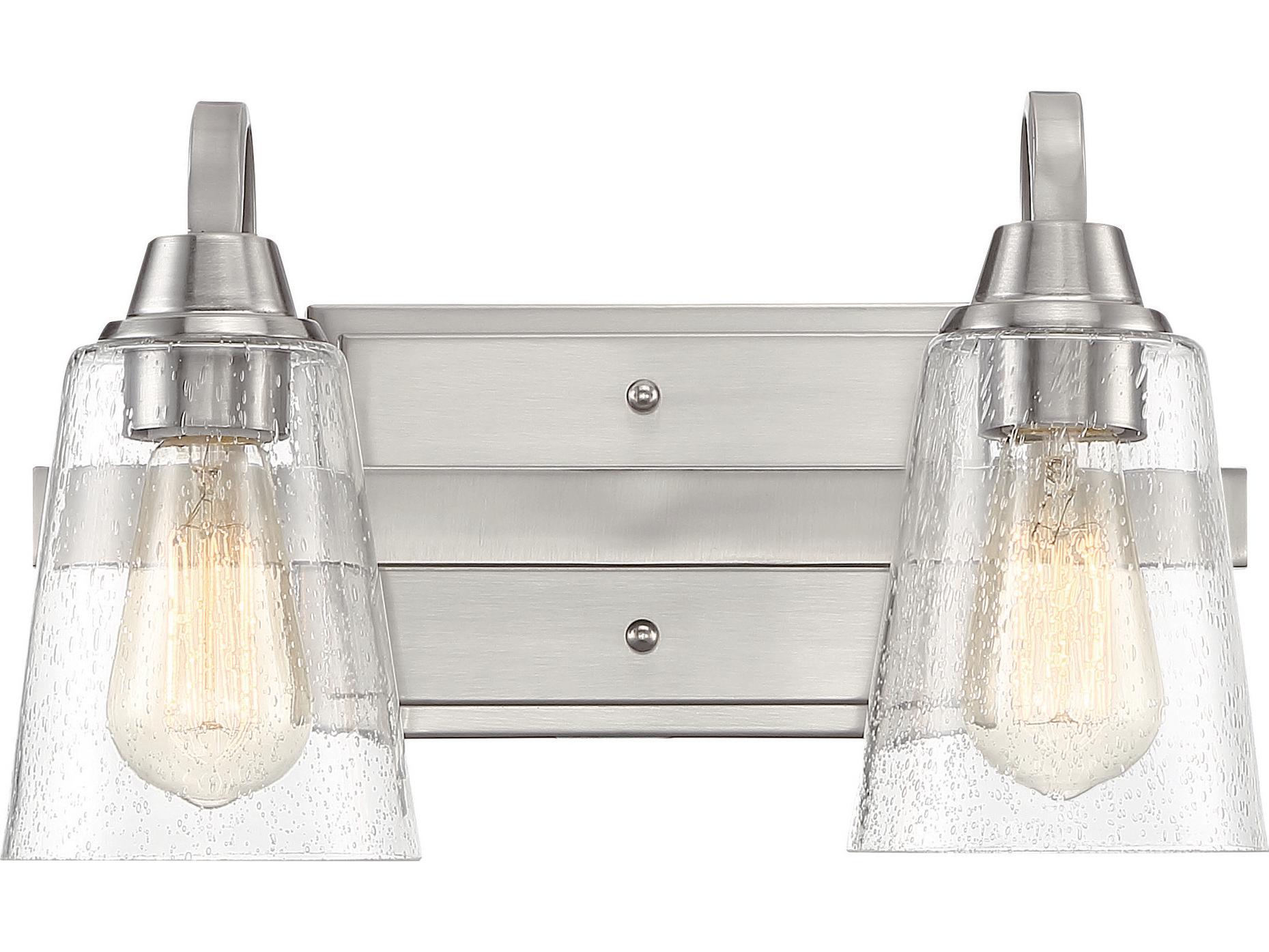 Craftmade Grace 2-Light Brushed Polished Nickel Glass Vanity Light