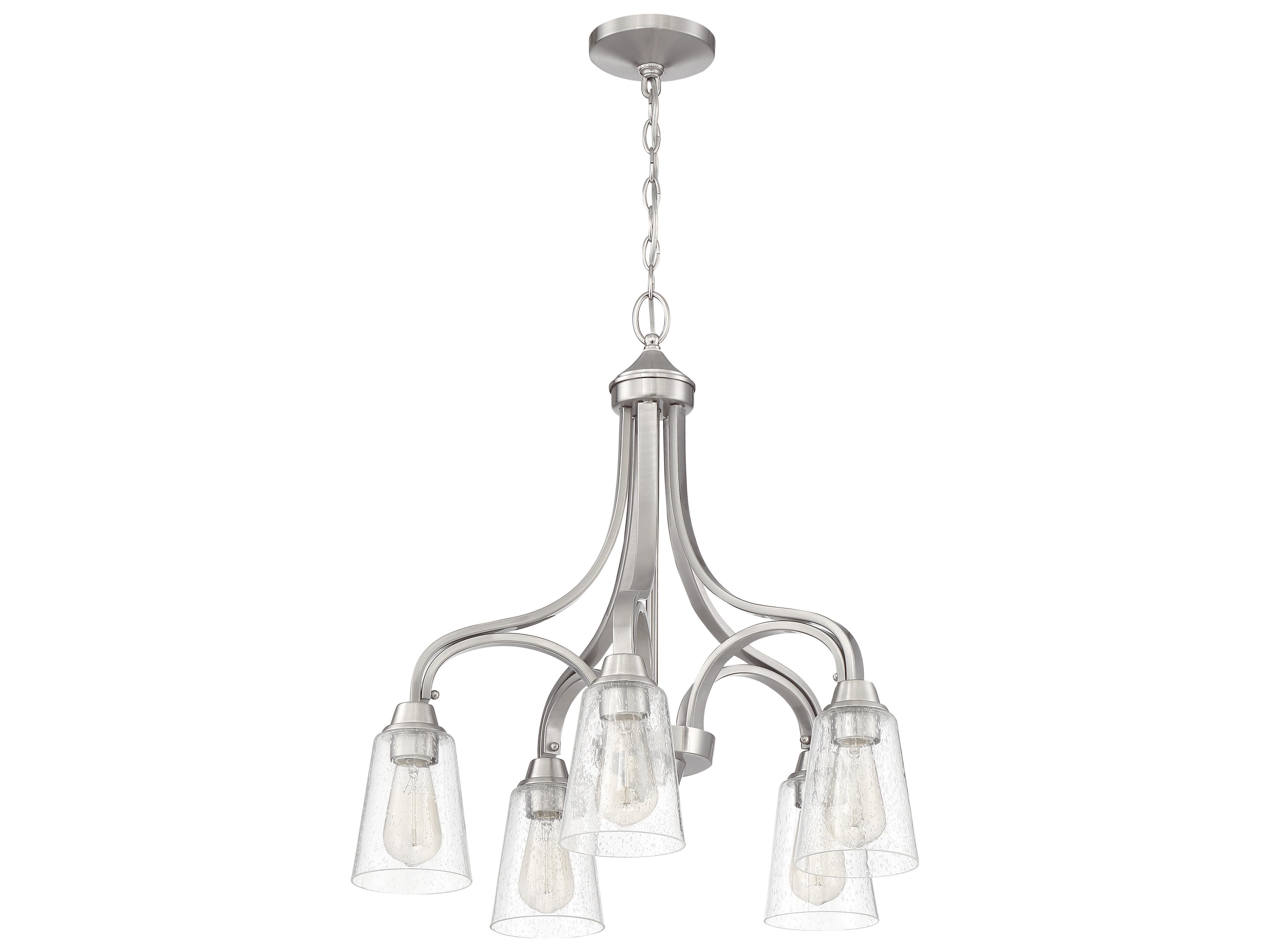 Craftmade Grace 5-Light Brushed Polished Nickel Glass Bell Chandelier