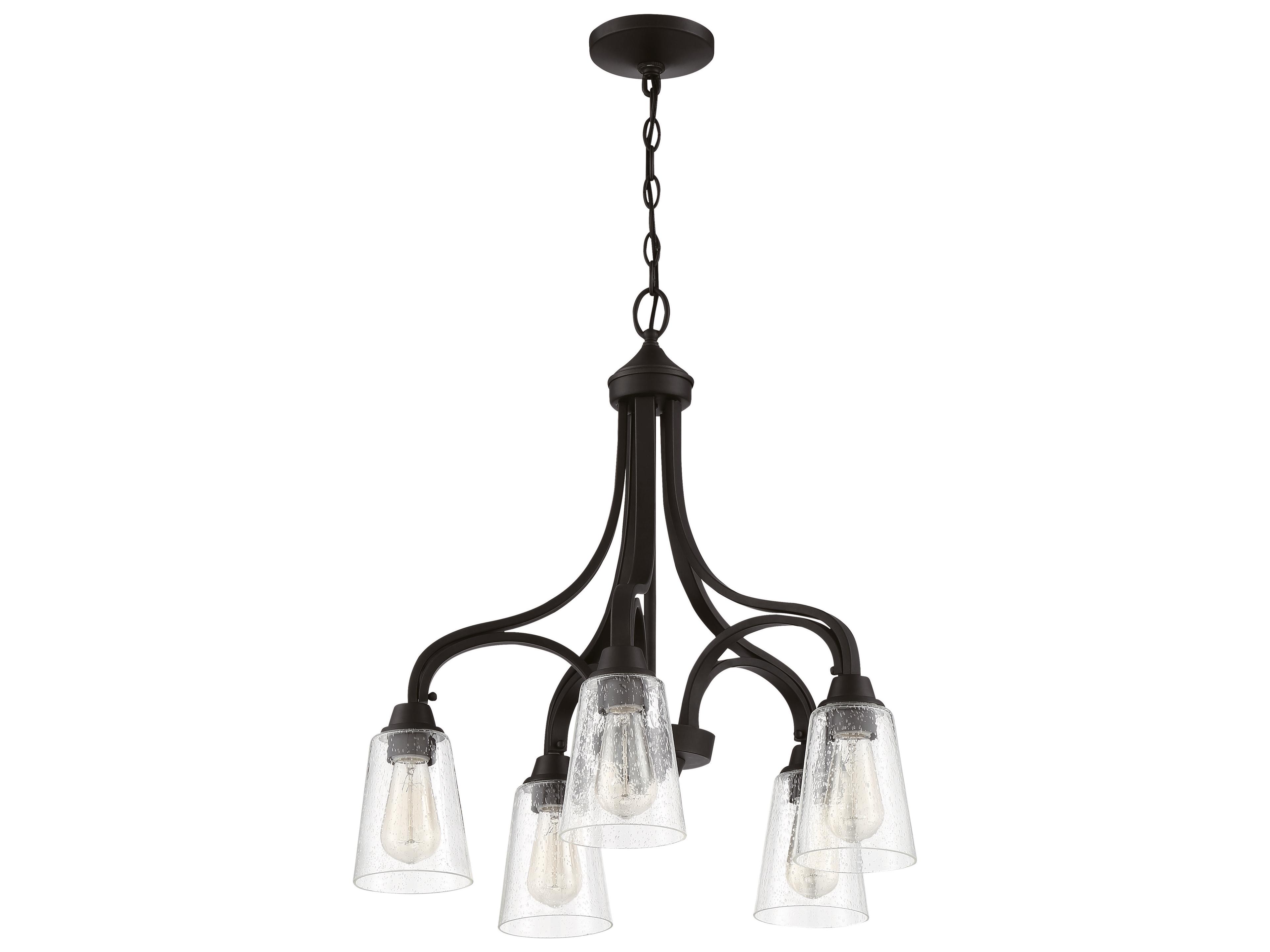 Craftmade Grace 5-Light Espresso Black Glass Bell Chandelier