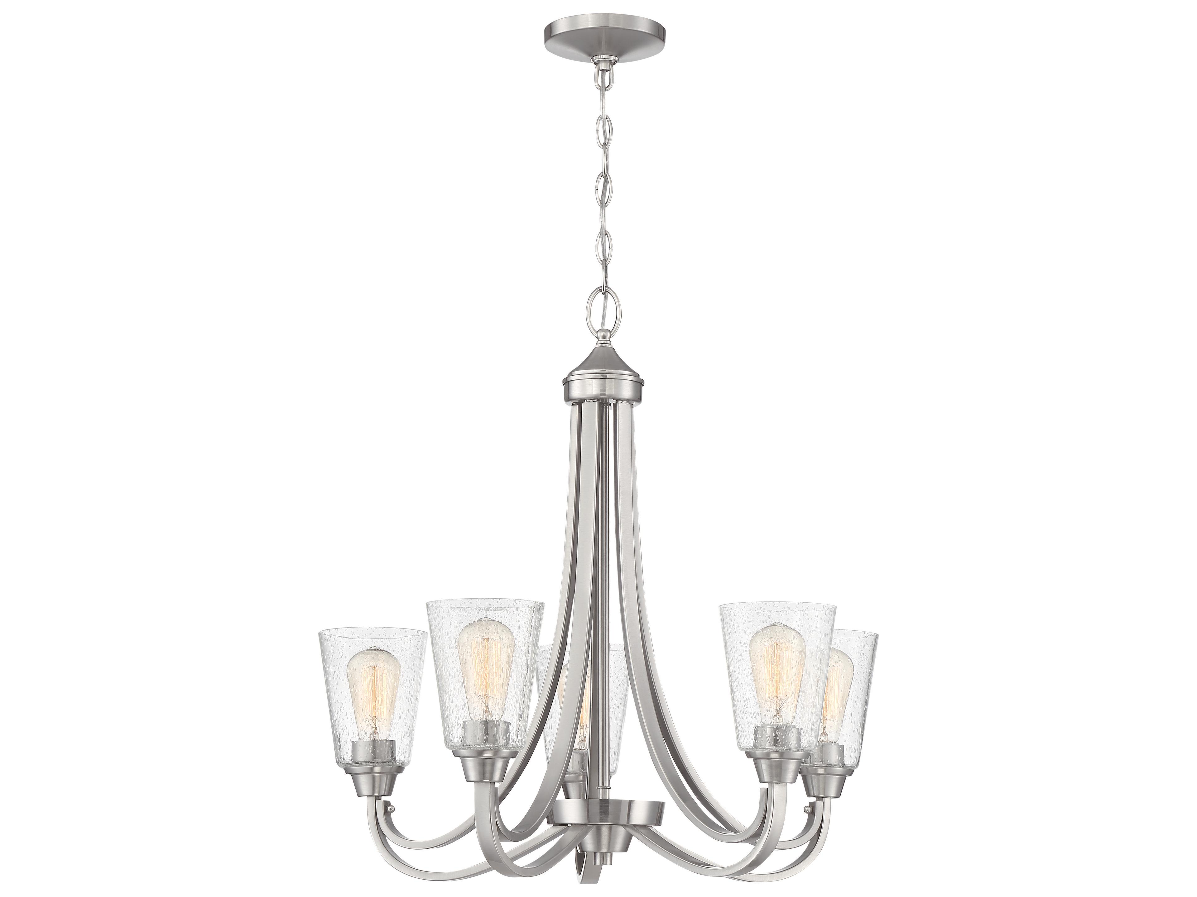 Craftmade Grace 5-Light Brushed Polished Nickel Glass Bell Chandelier