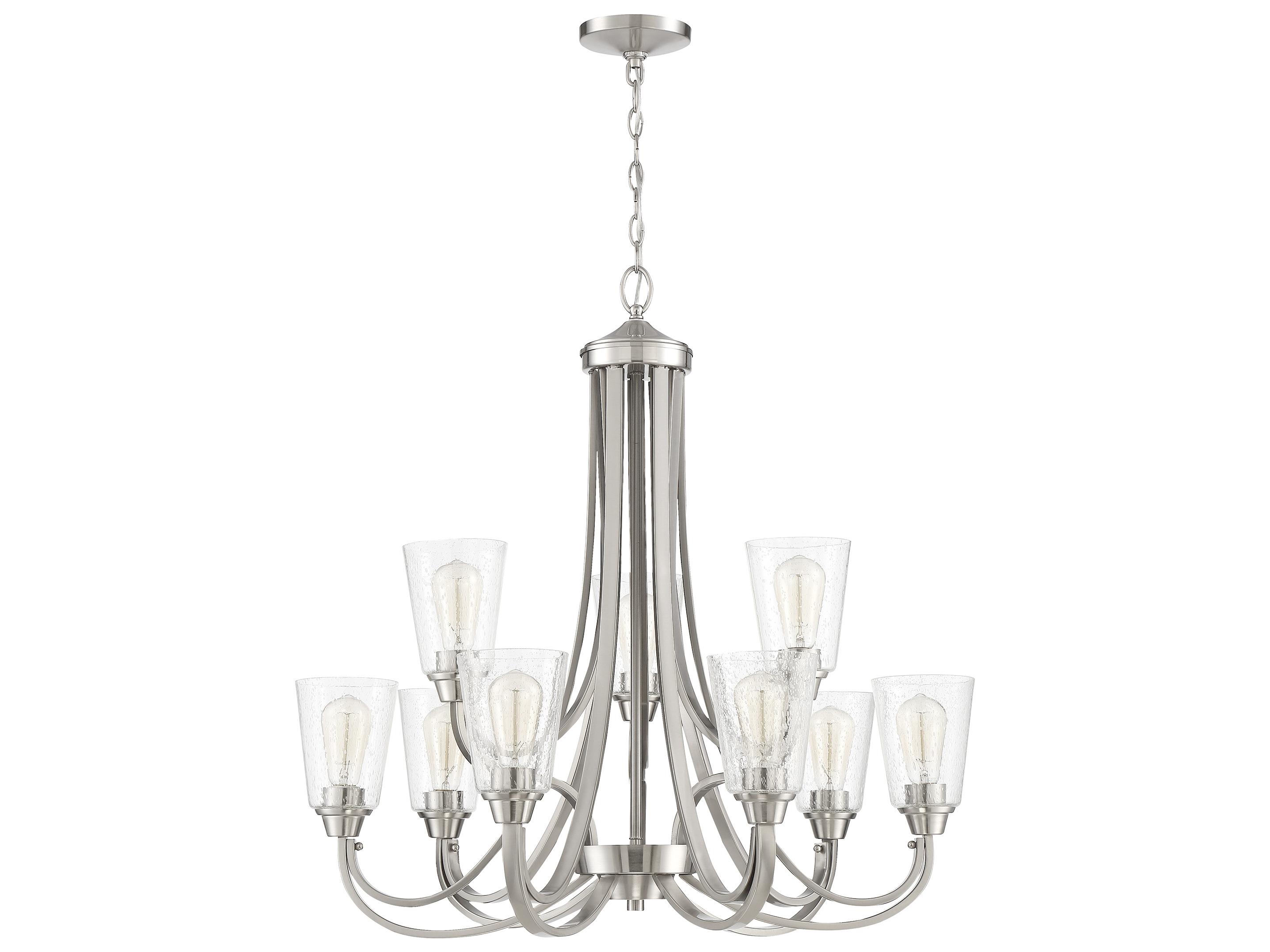 Craftmade Grace 9-Light Brushed Polished Nickel Glass Bell Chandelier