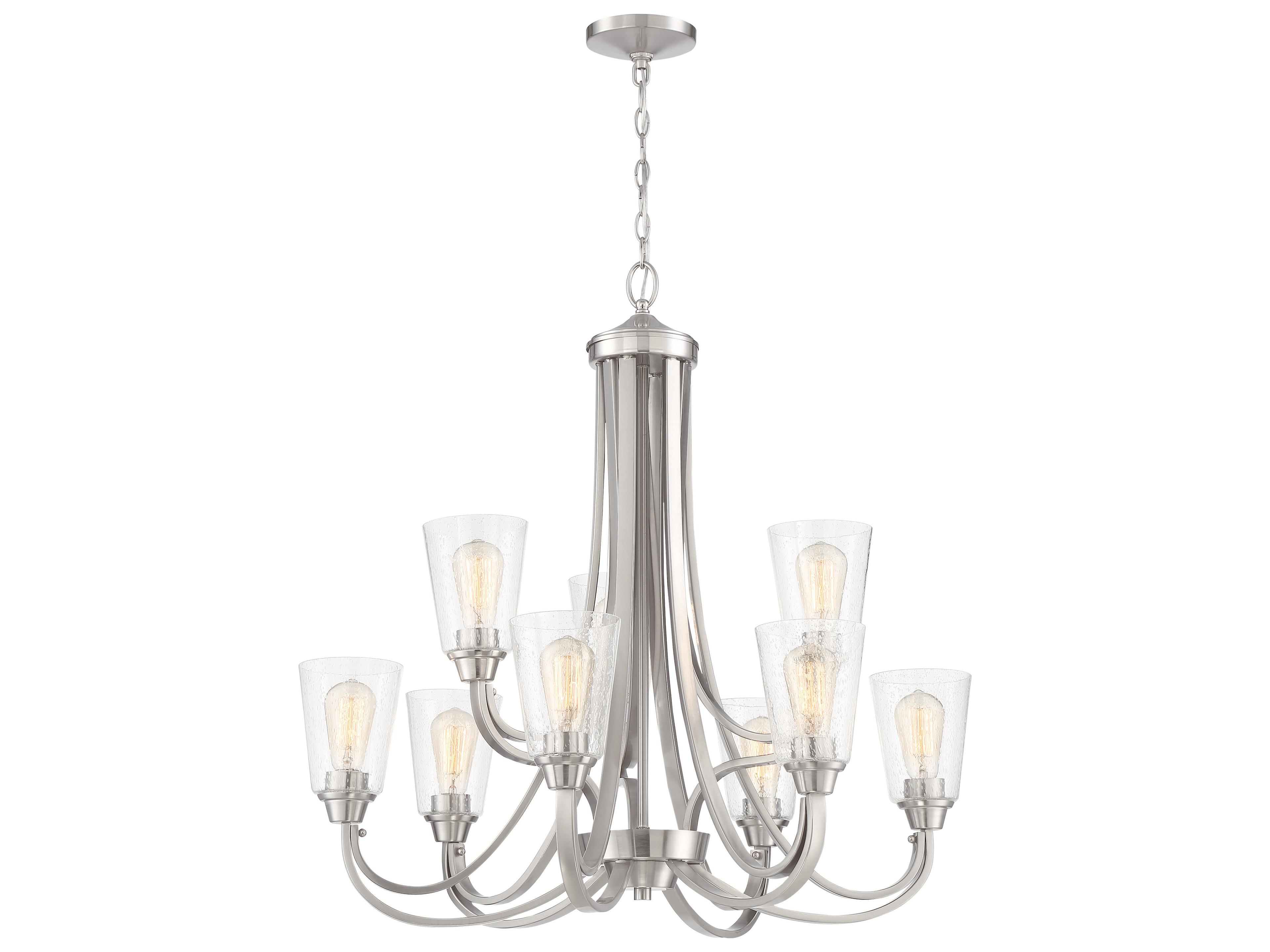 Craftmade Grace 9-Light Brushed Polished Nickel Glass Bell Chandelier