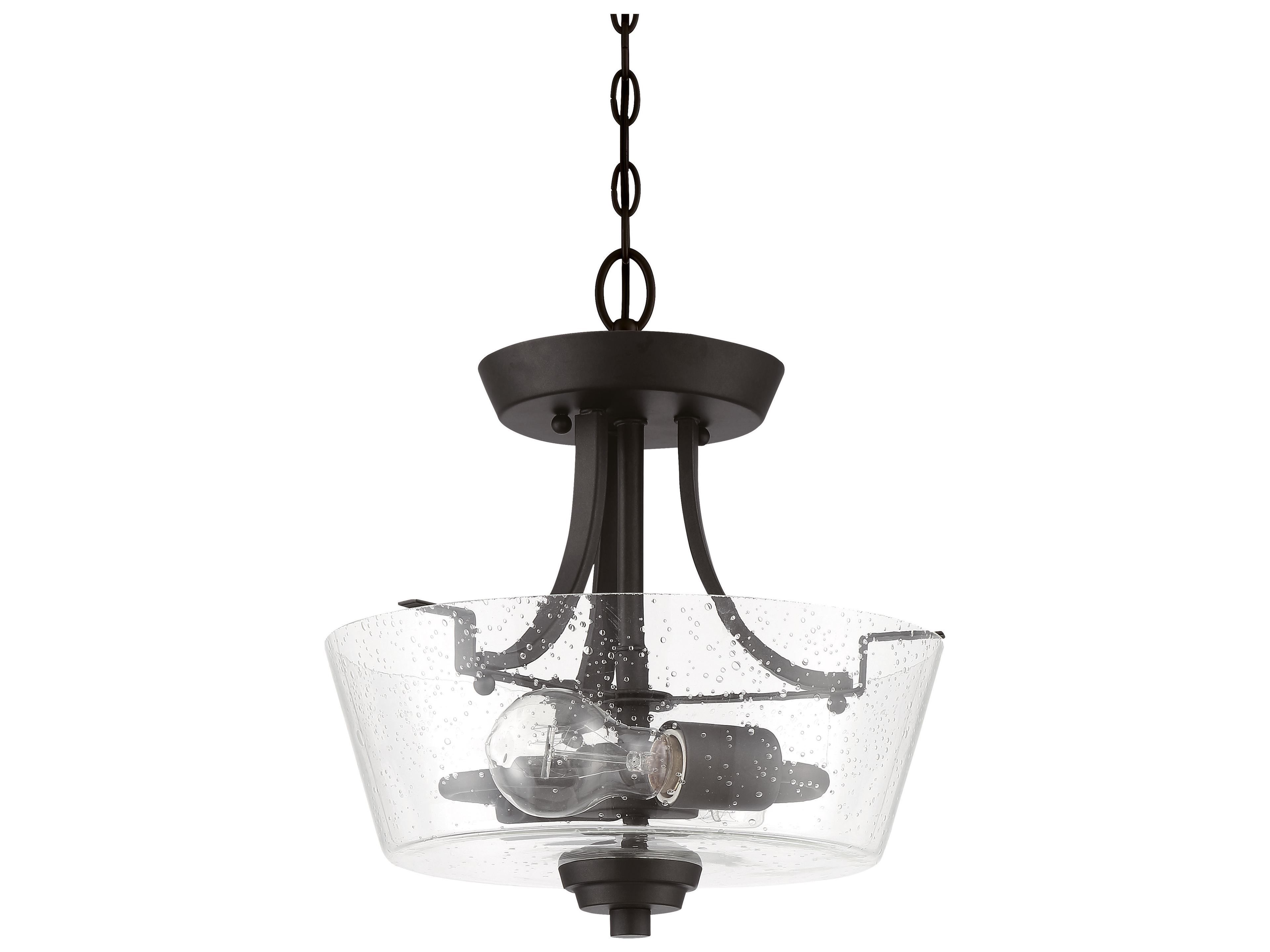 Craftmade Grace 2-Light Espresso Bronze Glass Semi Flush Mount